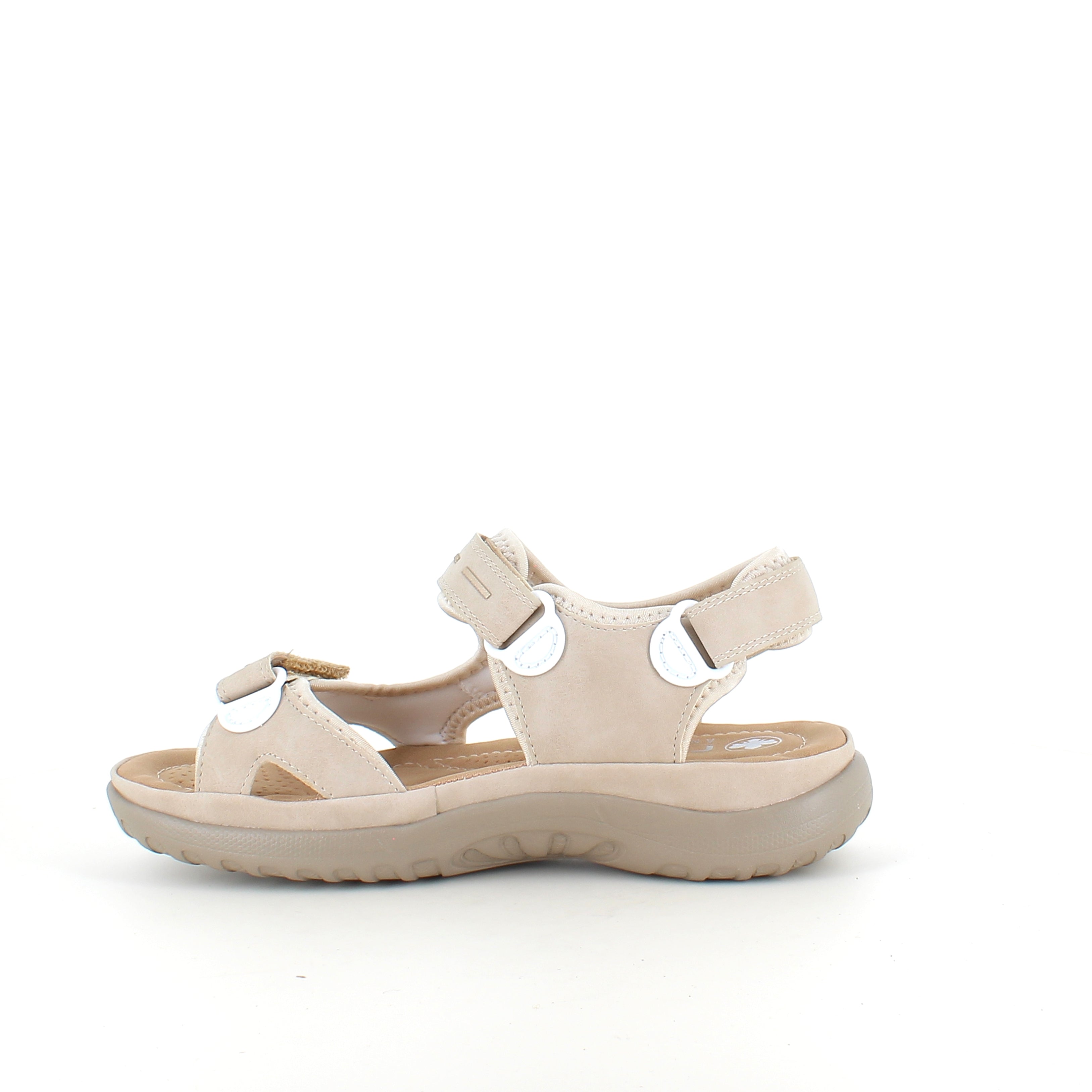 Beige Rieker damsandal – justerbar komfort med mjuk sula & hålfotsstöd