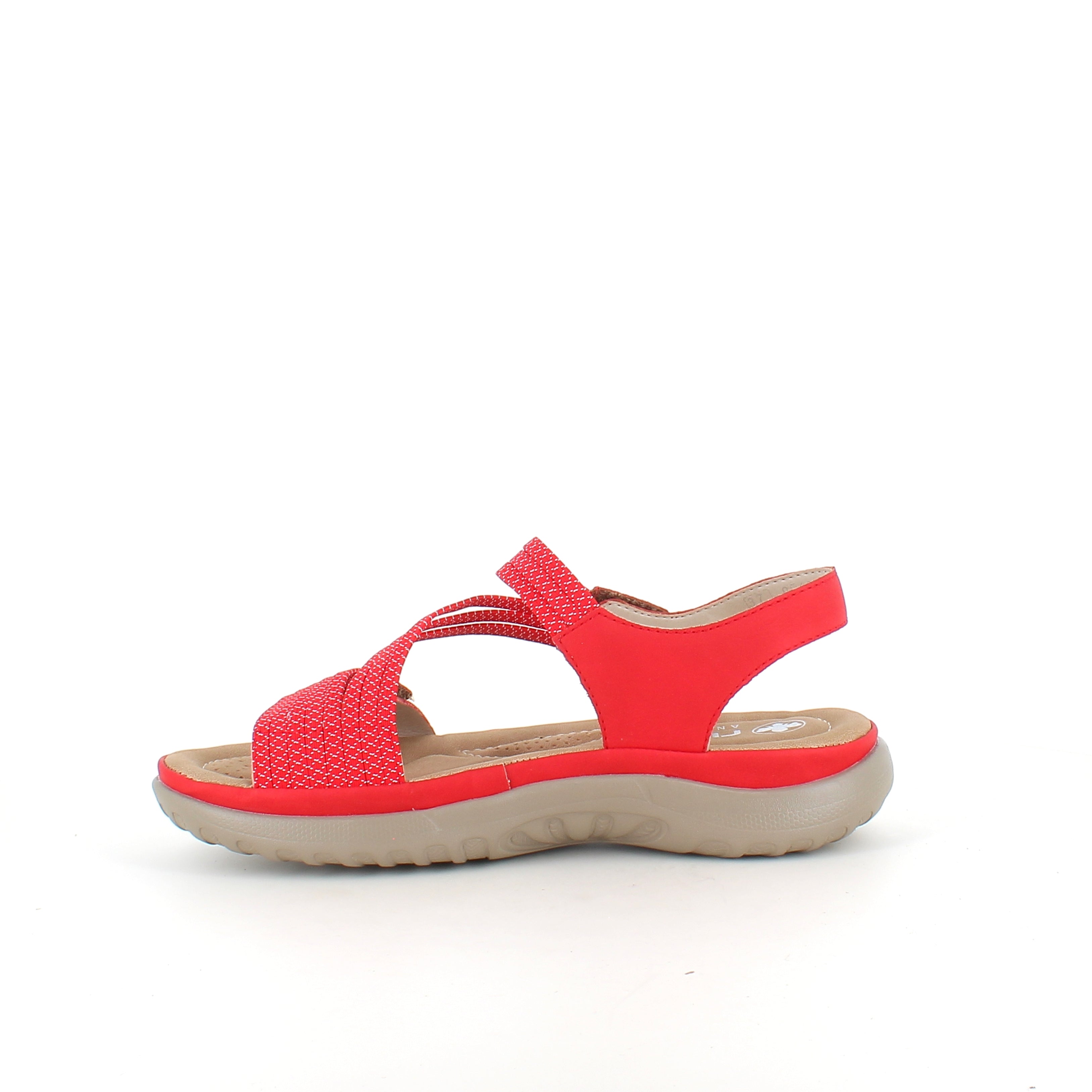 Rieker sandal i rött för dam – lätt komfort med mjuk innersula & flexibla remmar