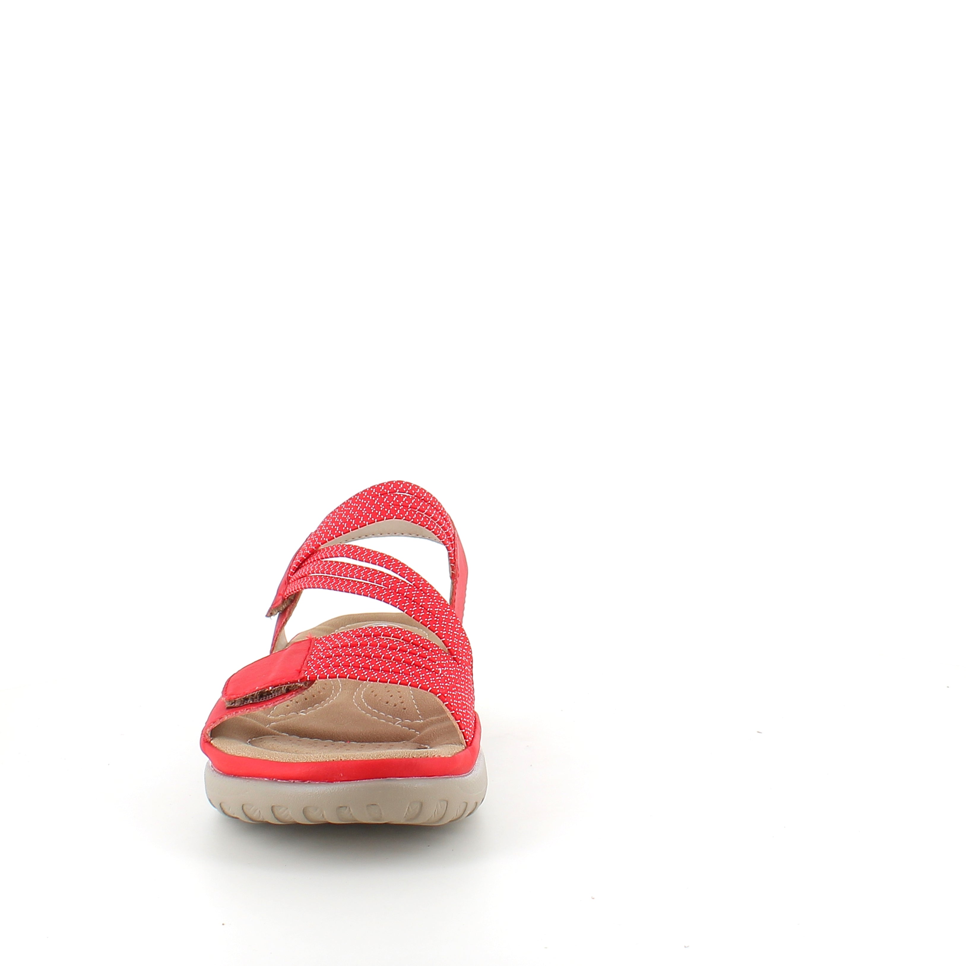 Rieker sandal i rött för dam – lätt komfort med mjuk innersula & flexibla remmar