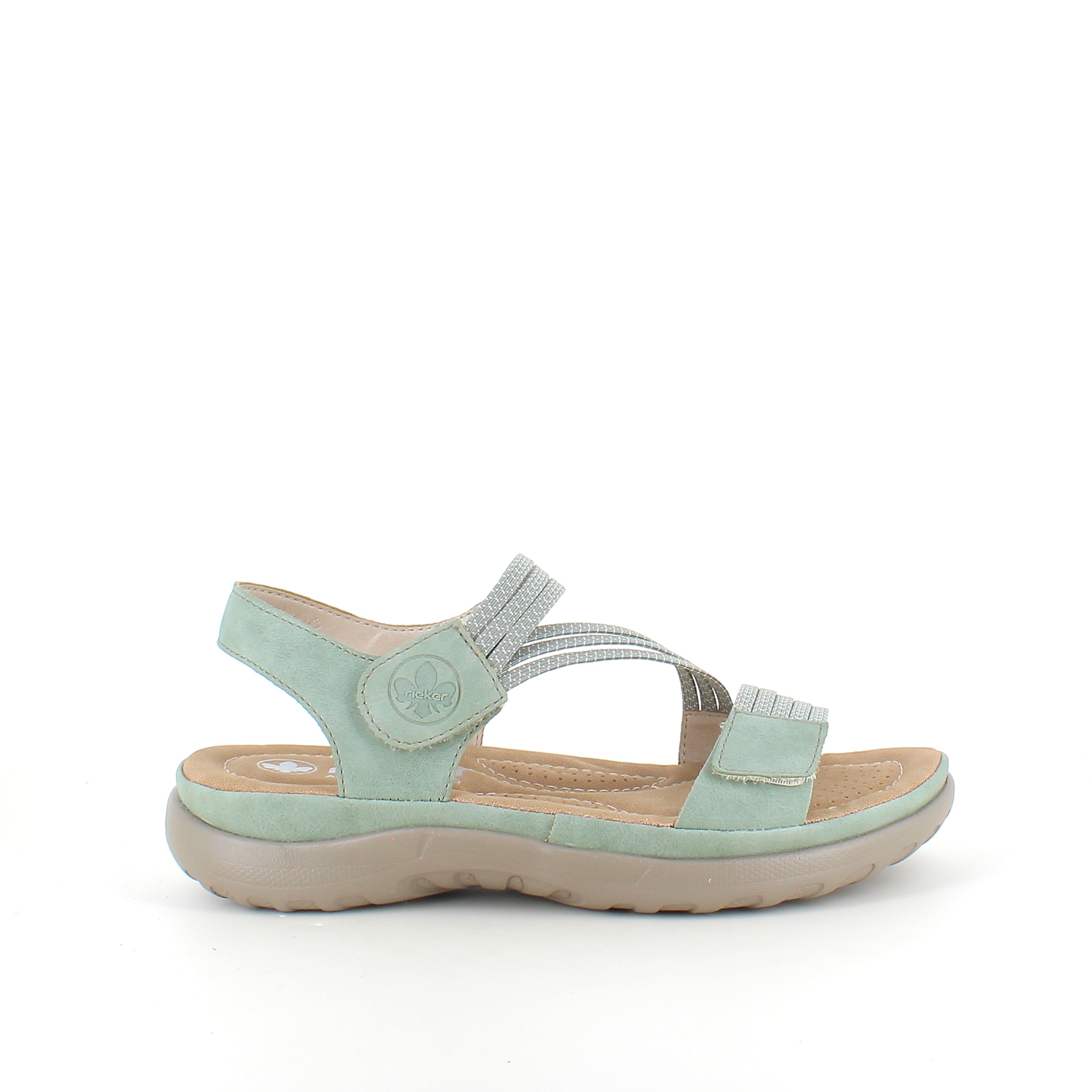 Rieker sandal i gron till dam – latt komfort med mjuk innersula & flexibla remmar
