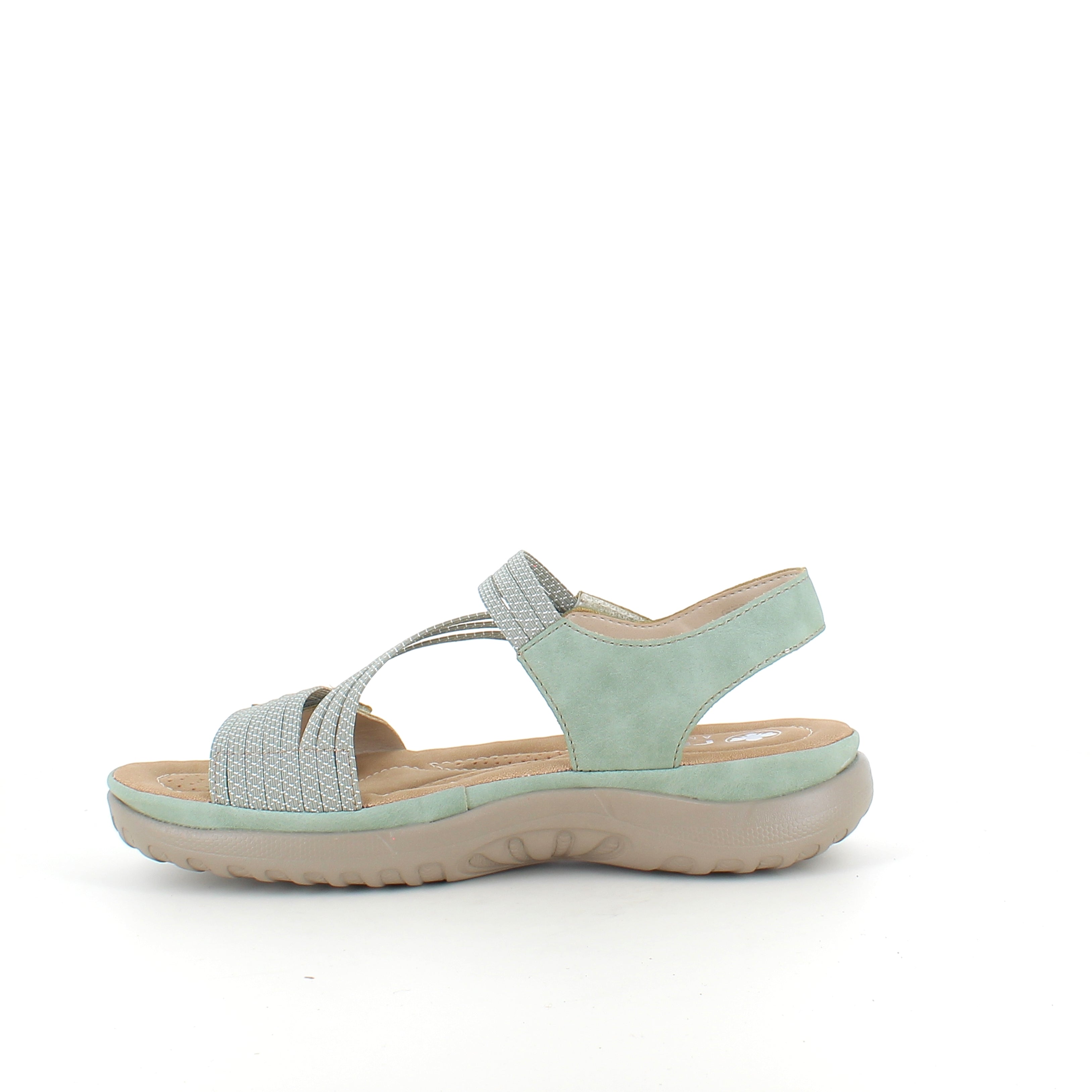 Rieker sandal i gron till dam – latt komfort med mjuk innersula & flexibla remmar
