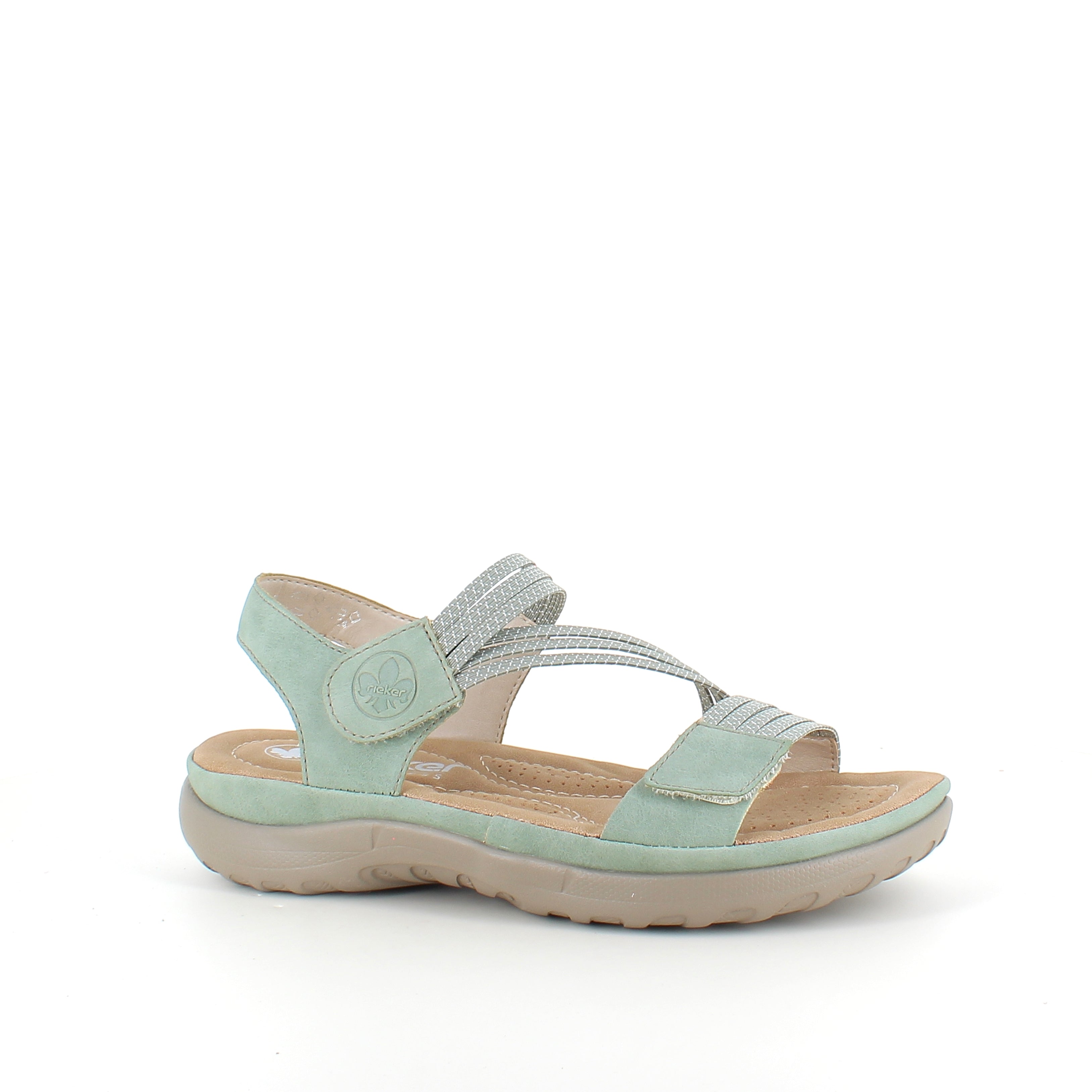 Rieker sandal i gron till dam – latt komfort med mjuk innersula & flexibla remmar