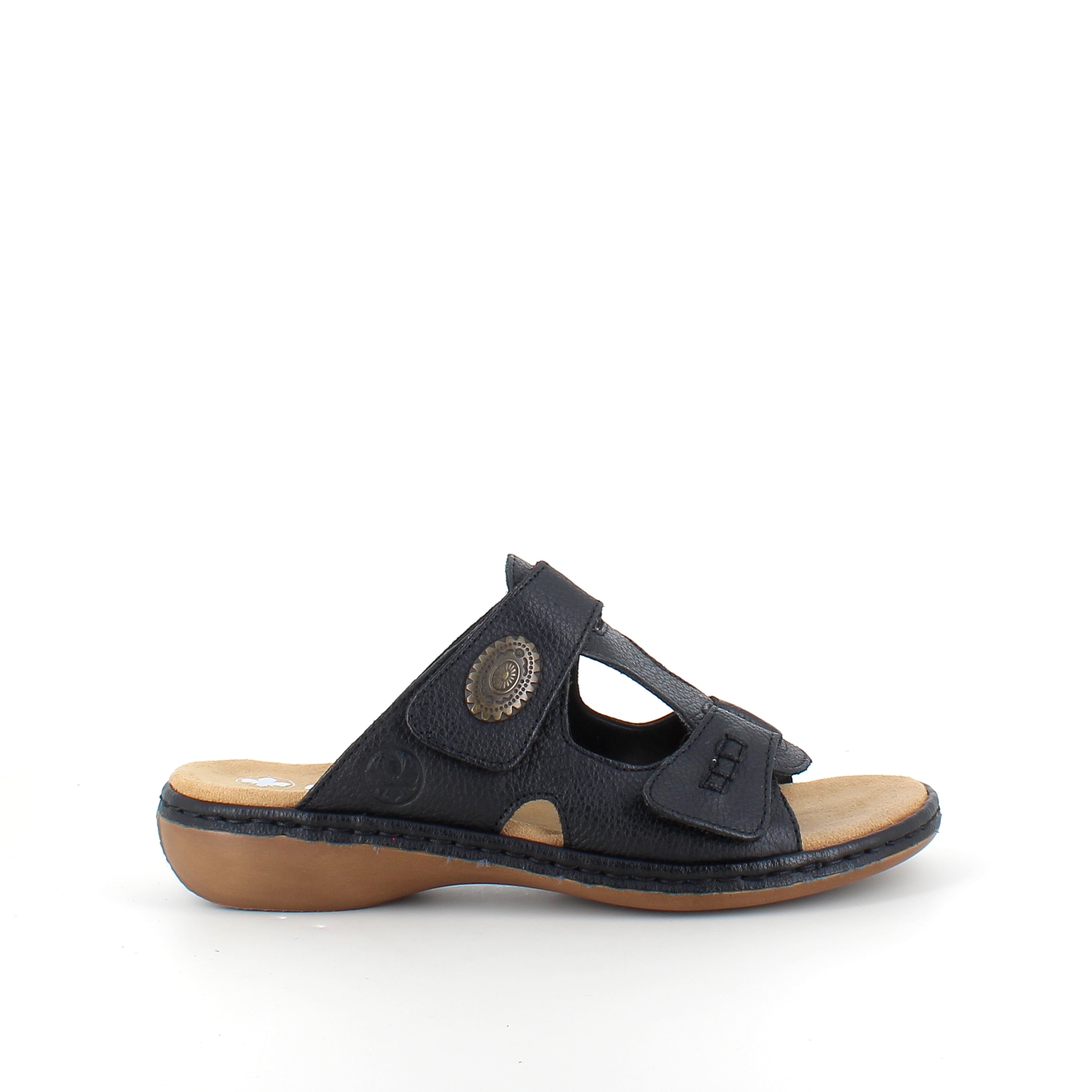 Rieker sandal i svart för dam – elegant slip-on med mjuk Antistress-komfort