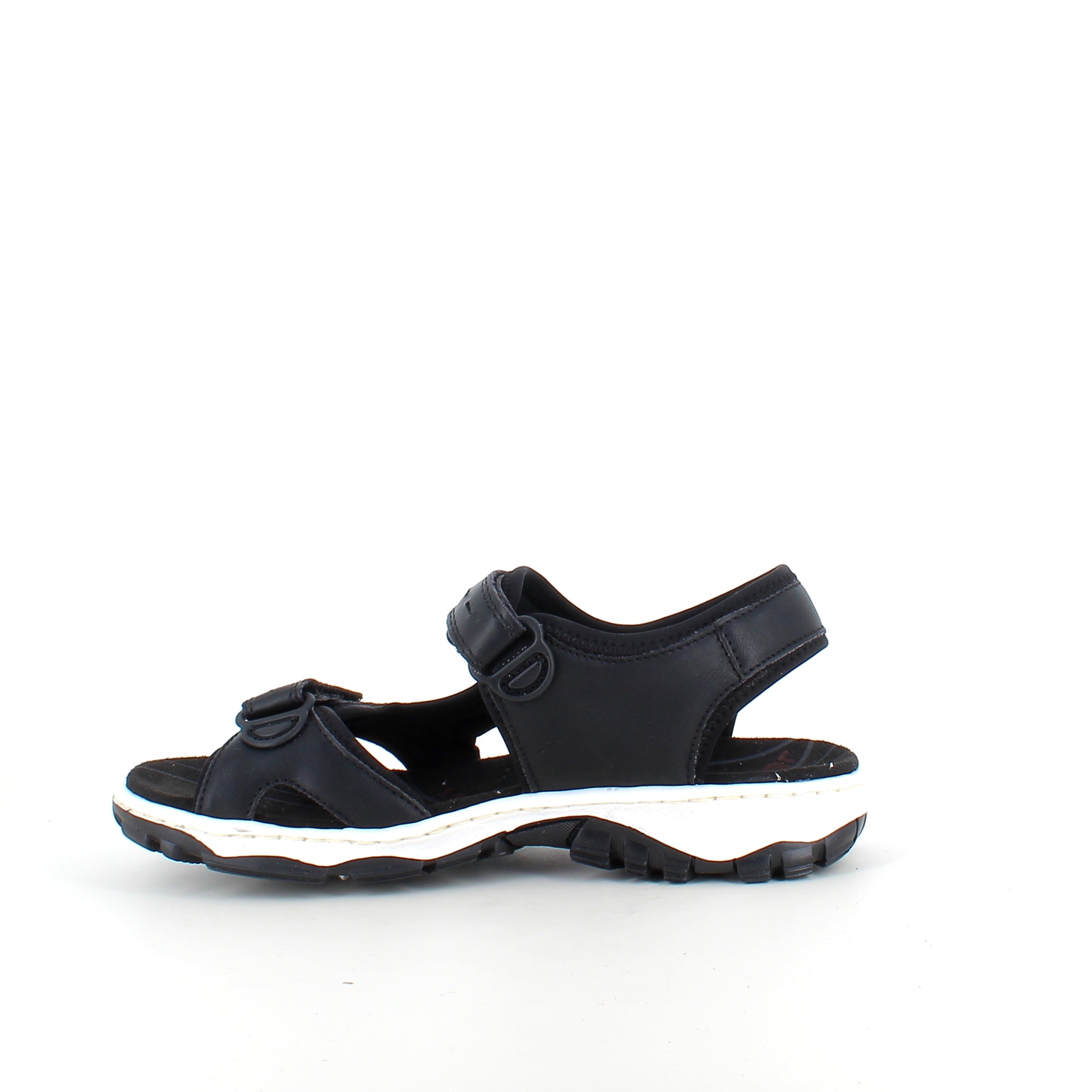 Rieker sandal i svart – stötdämpande sandal med kardborre