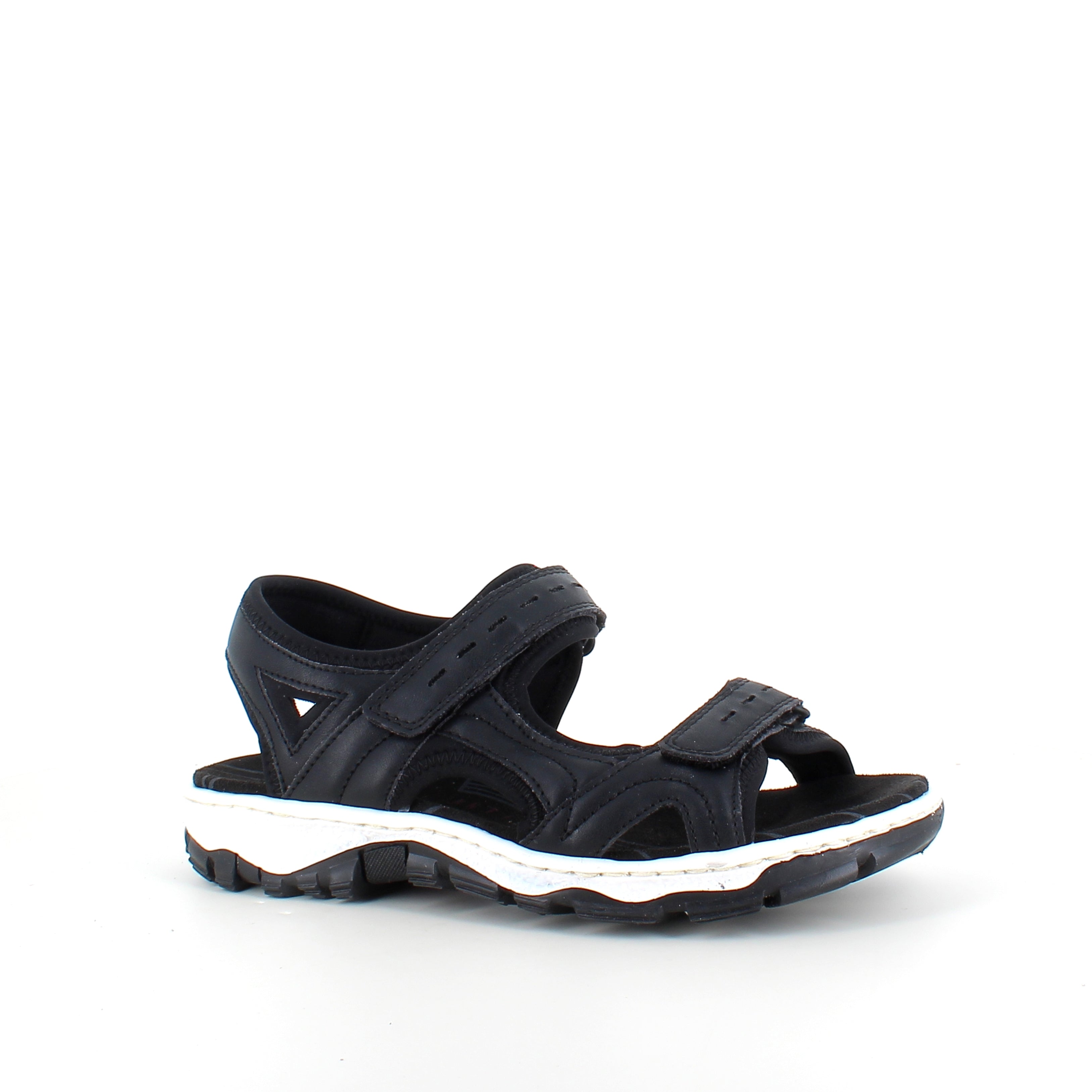 Rieker sandal i svart – stötdämpande sandal med kardborre