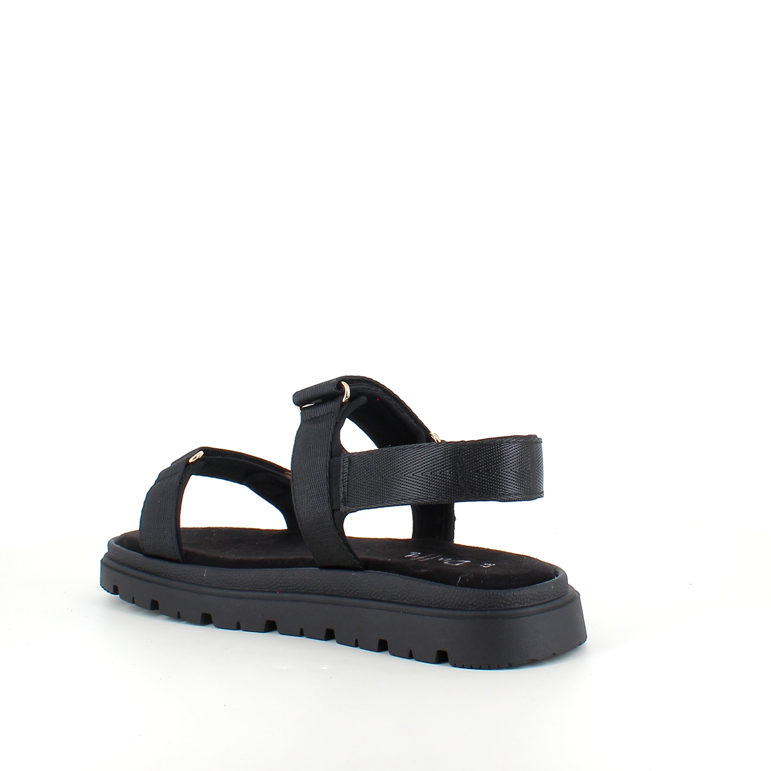 Svart sandal med justerbara remmar och bekväm sula