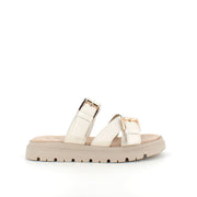 Beige bekväm sandal med justerbara remmar & stabil sula