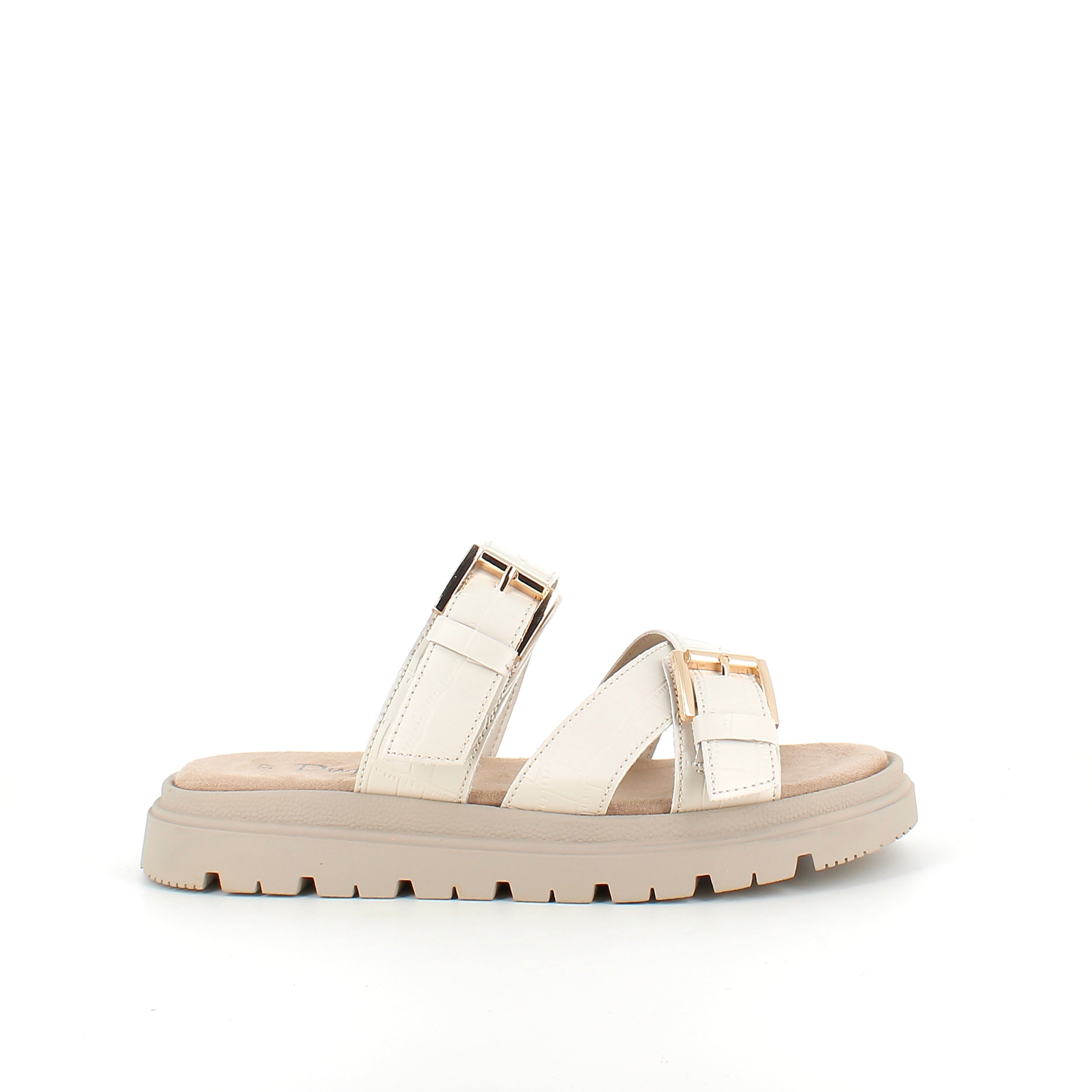 Beige bekväm sandal med justerbara remmar & stabil sula