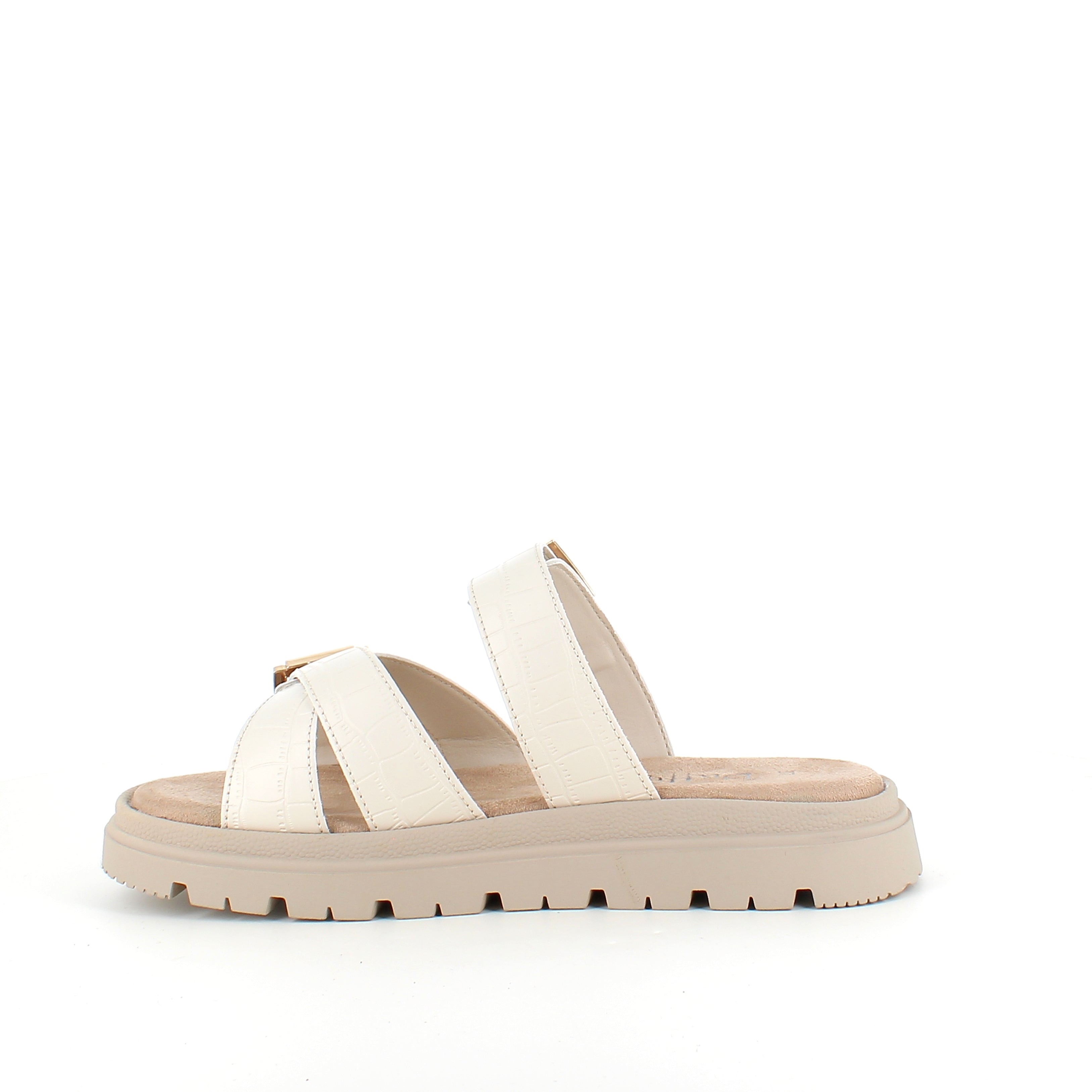 Beige bekväm sandal med justerbara remmar & stabil sula