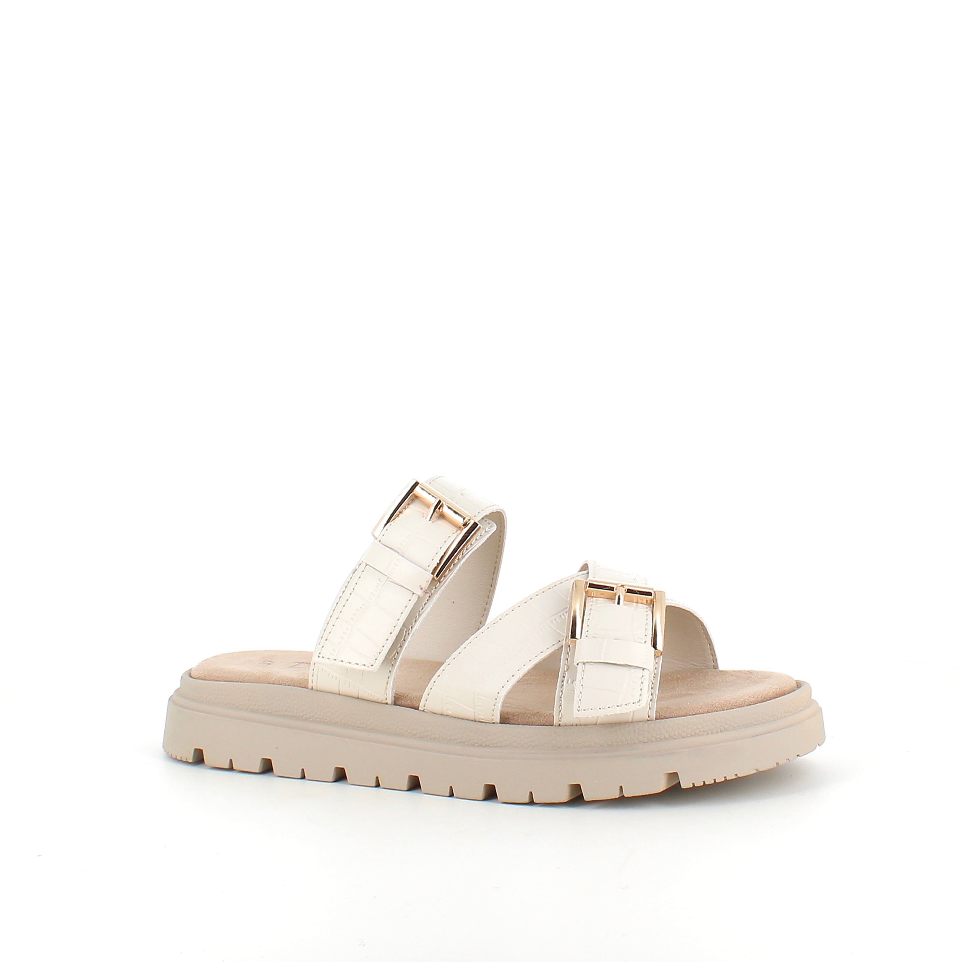 Beige bekväm sandal med justerbara remmar & stabil sula