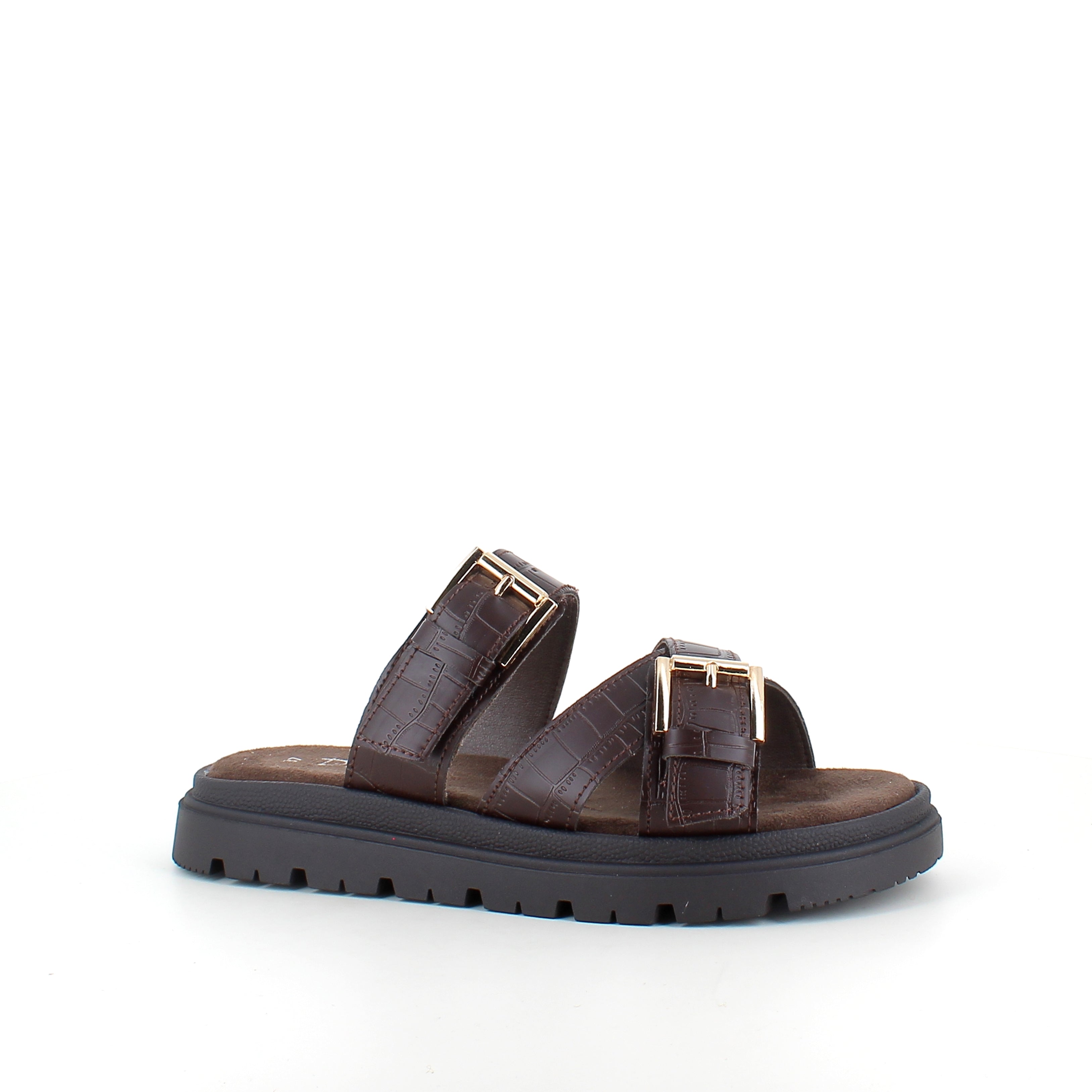 Mörkbrun, bekväm Duffy sandal med justerbara remmar & stabil sula