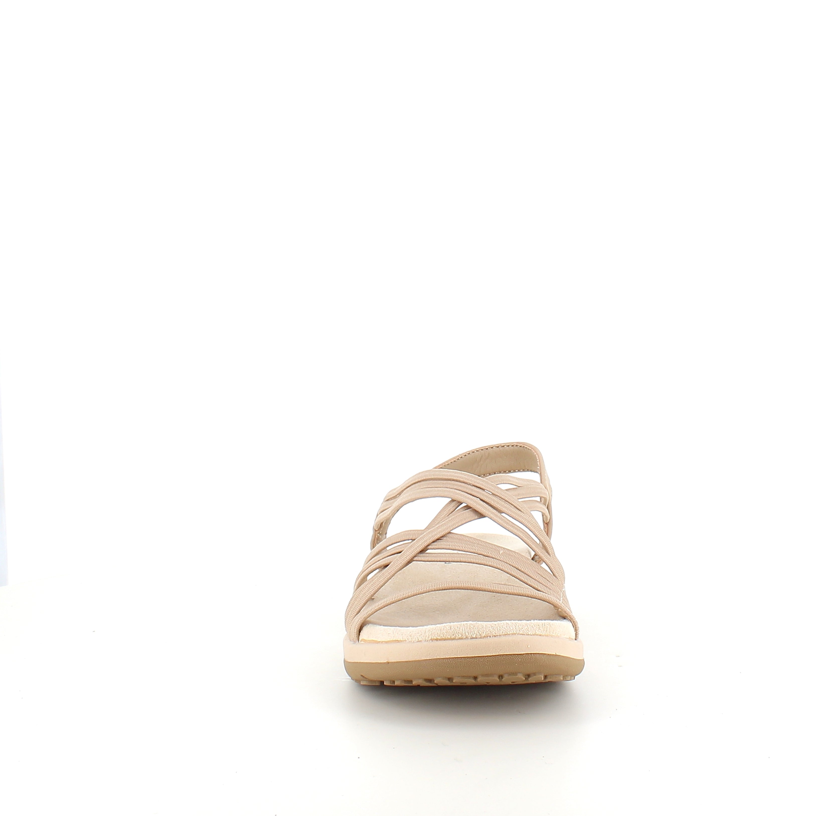 Beige sandal med elastiska remmar – lätt & feminin med mjuk skumsula