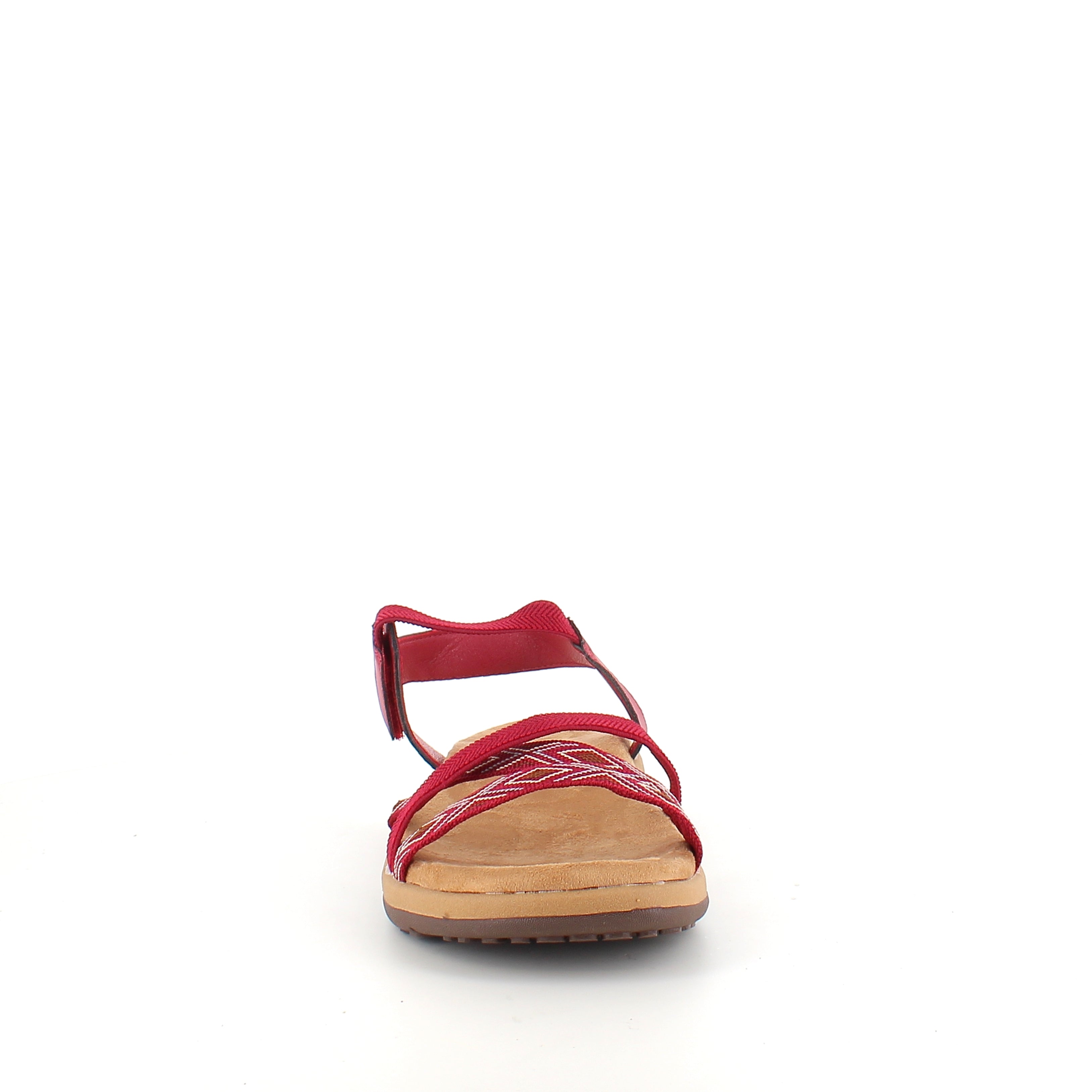 Röd sandal med elastikremmar & kardborre – feminin & flexibel för sommaren