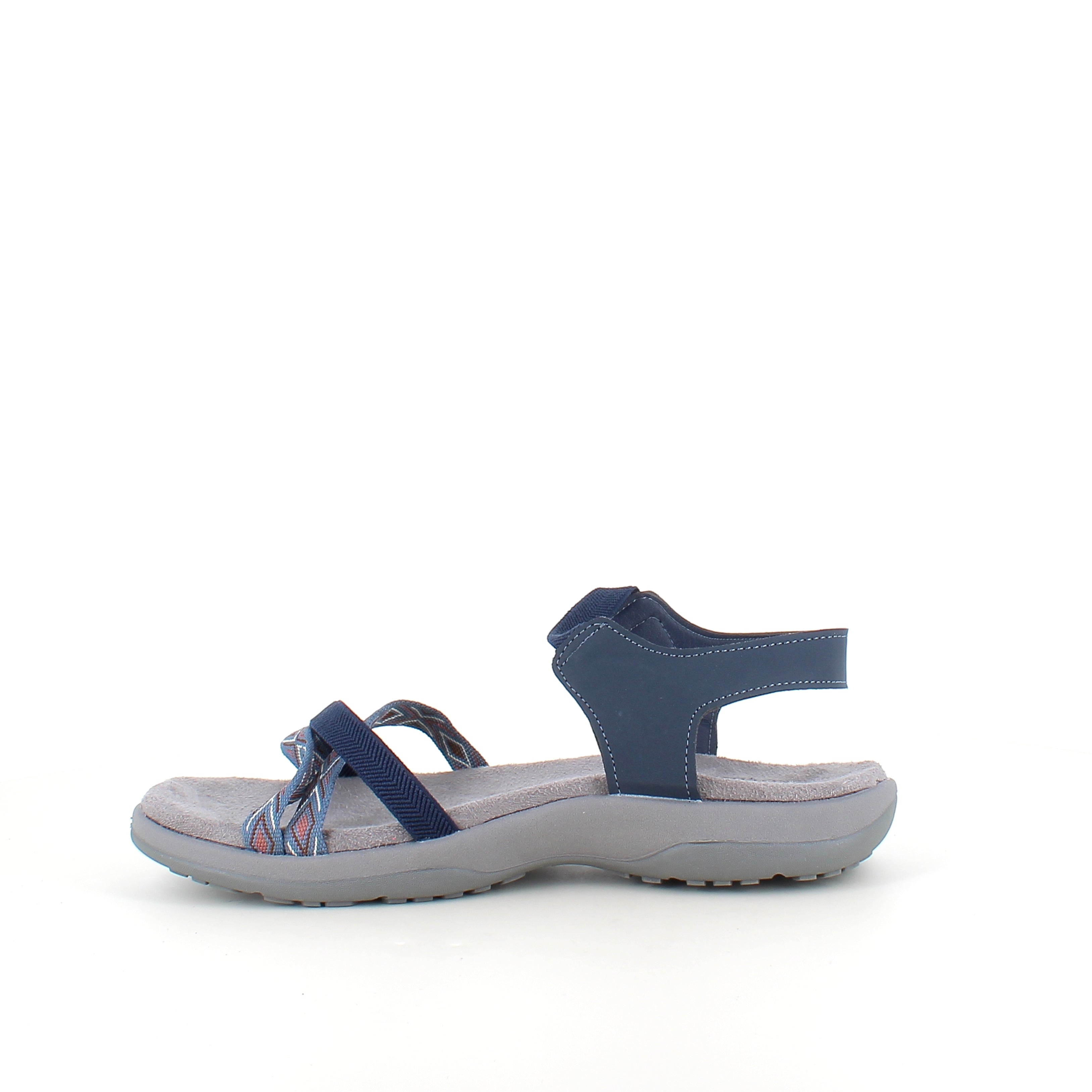 Marinblå sandal med elastiska remmar & kardborre – lugn & maritim stil