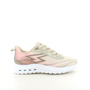 Beige lättvikts-sneakers i mesh med stötdämpande sula