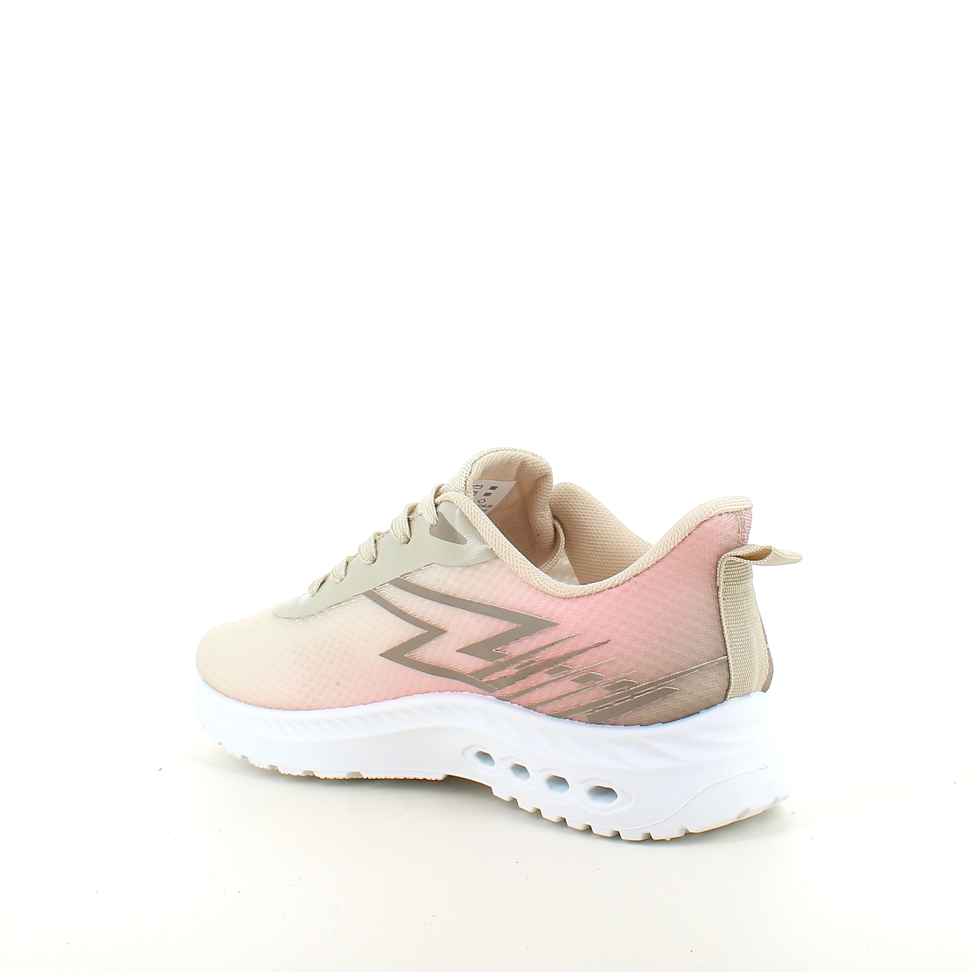 Beige lättvikts-sneakers i mesh med stötdämpande sula