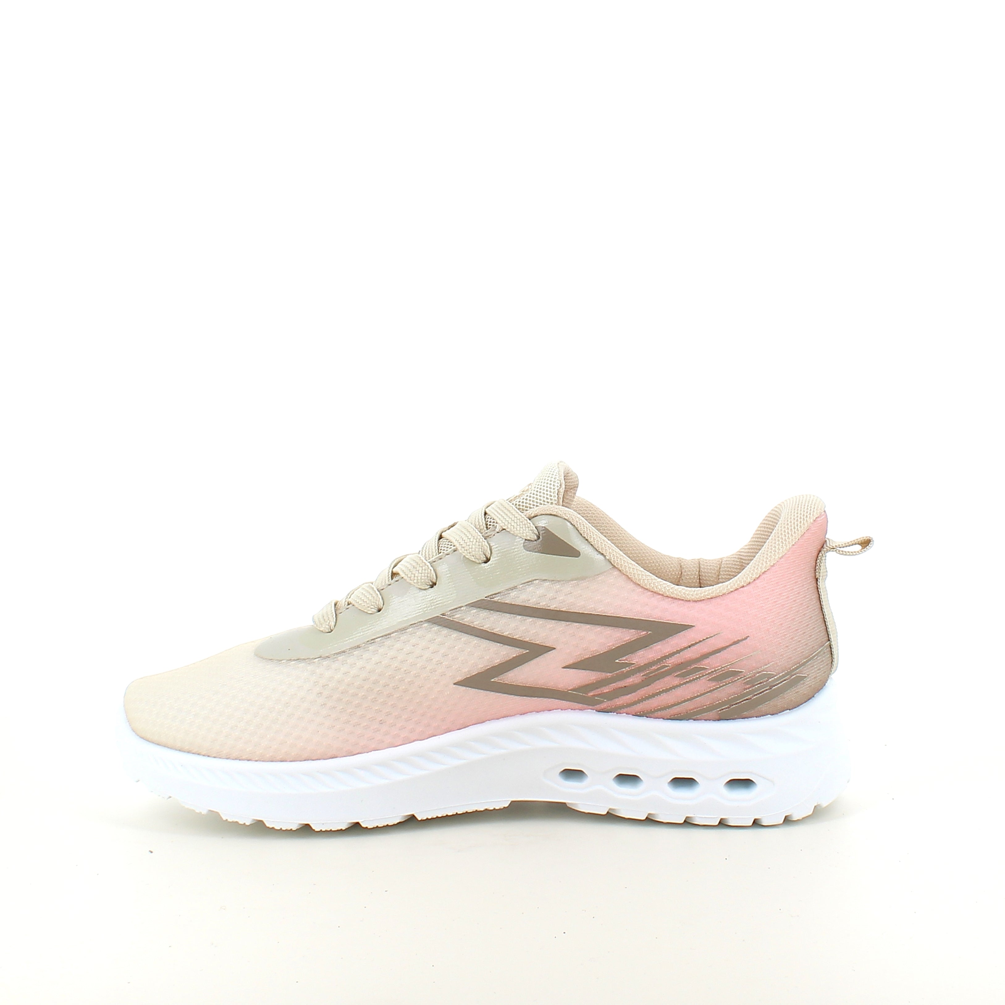 Beige lättvikts-sneakers i mesh med stötdämpande sula