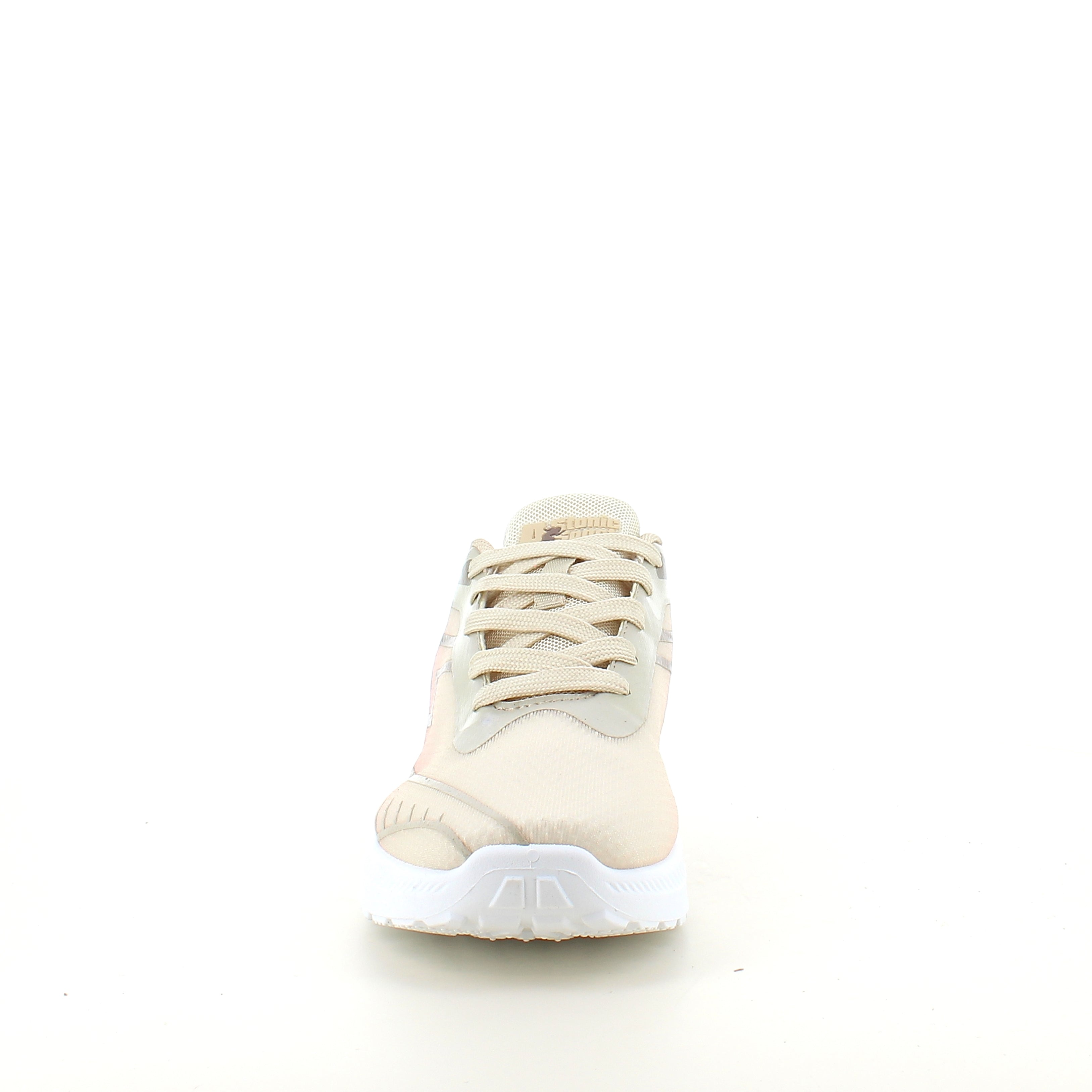 Beige lättvikts-sneakers i mesh med stötdämpande sula
