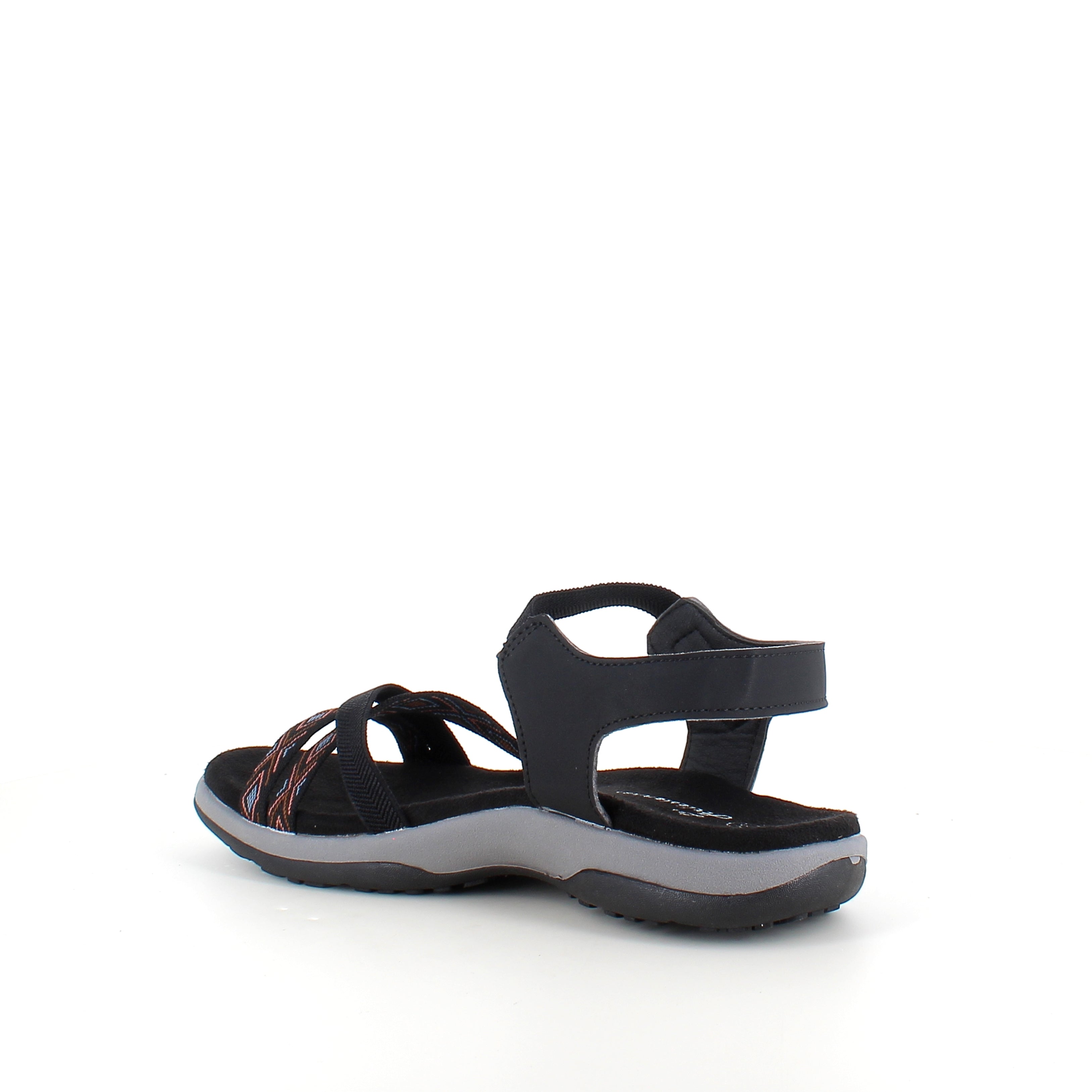 Svart sandal med elastiska remmar & kardborre – klassisk & användbar