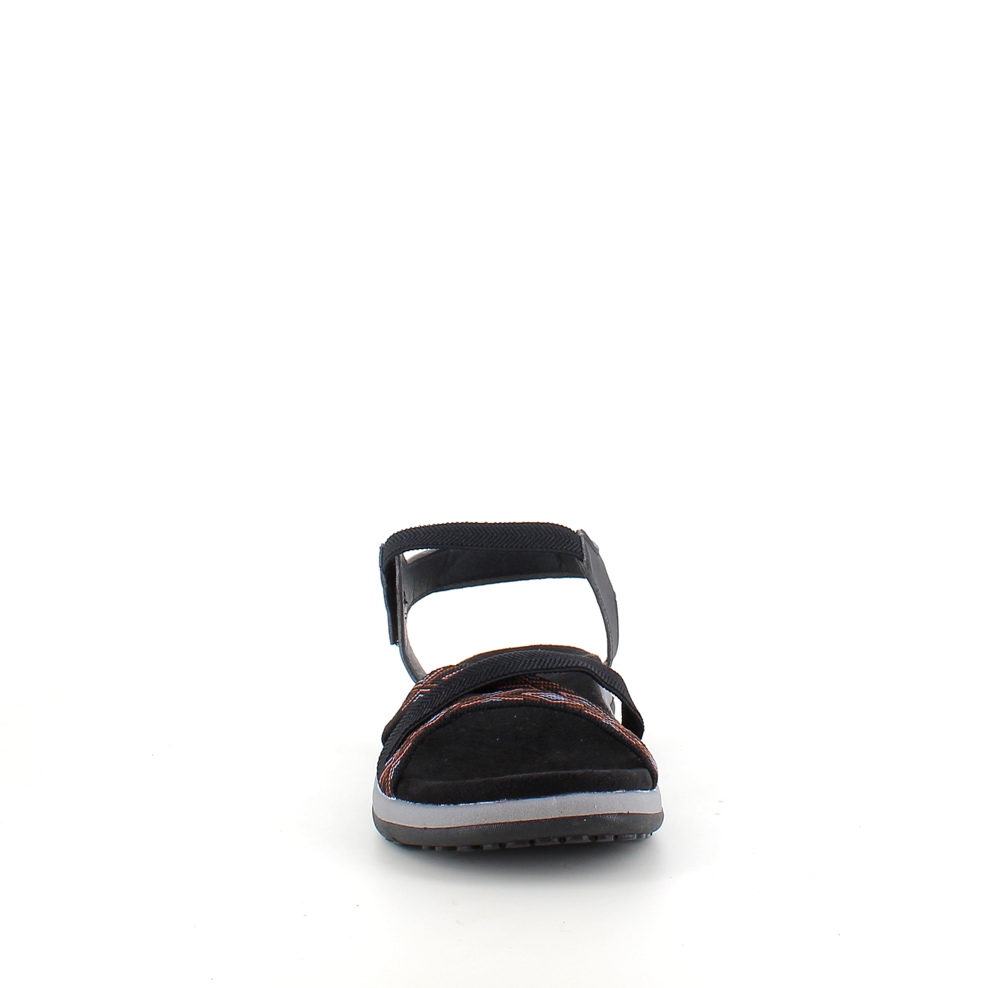 Svart sandal med elastiska remmar & kardborre – klassisk & användbar