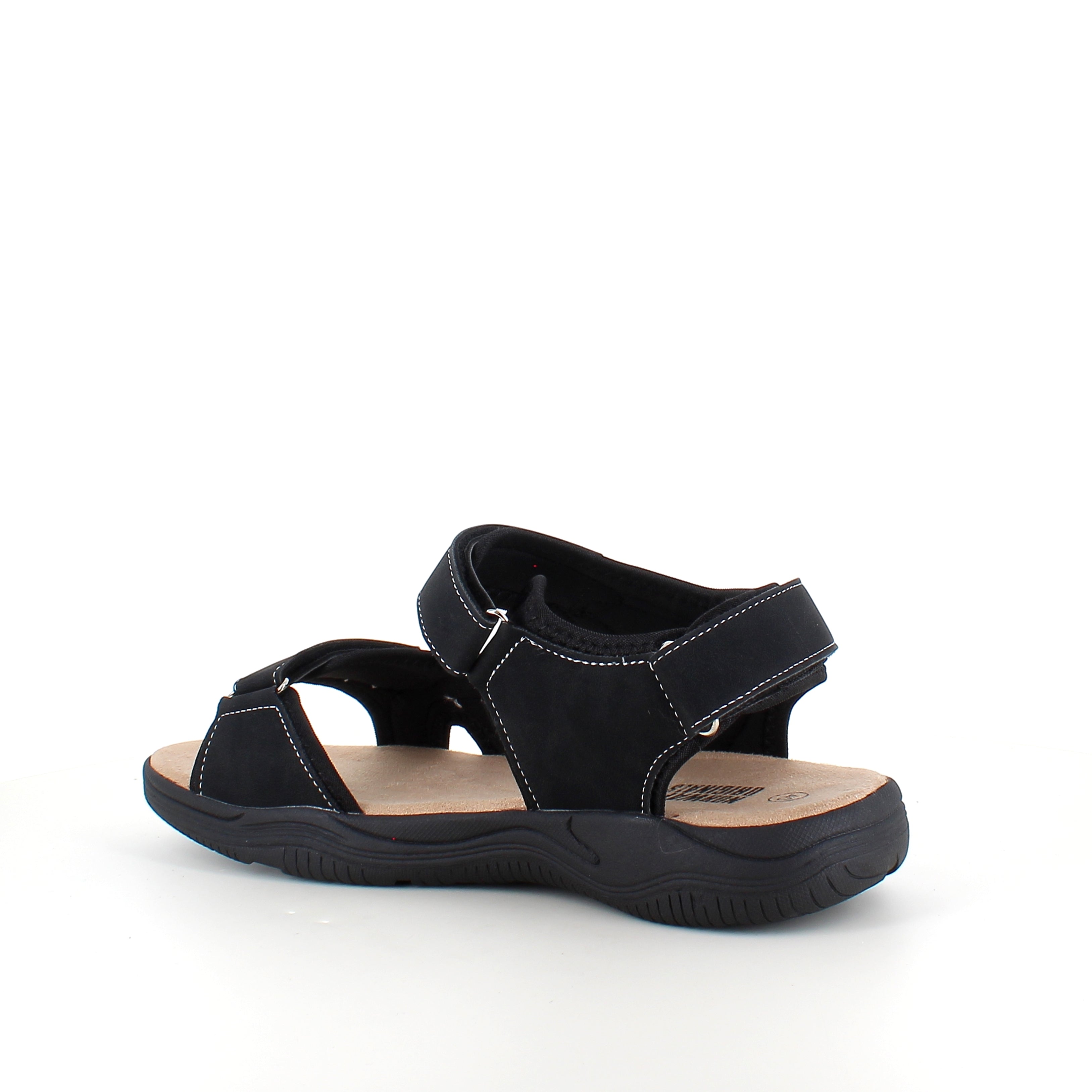 Herrsandal med 3 kardborreband – svart sandal med god bredd