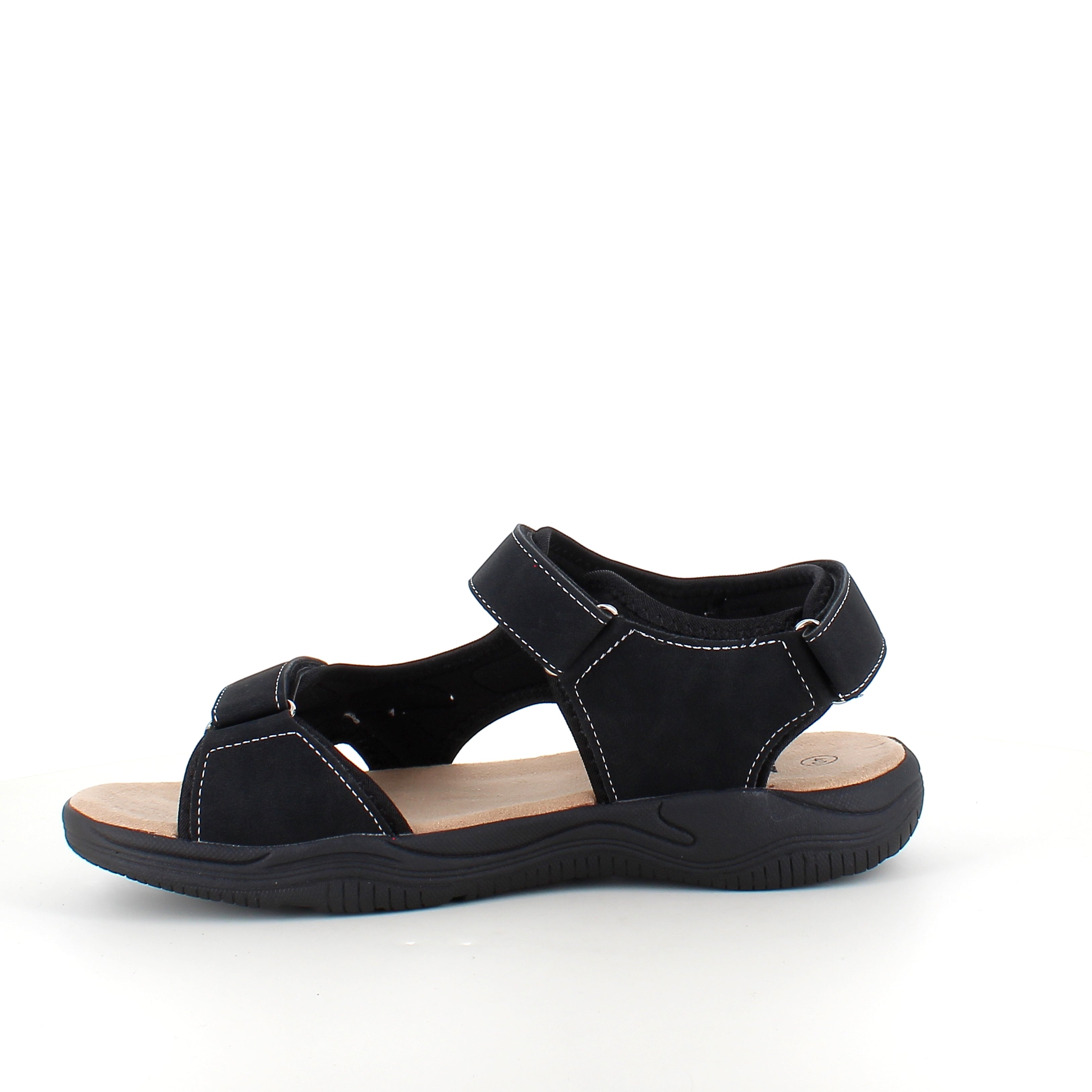 Herrsandal med 3 kardborreband – svart sandal med god bredd