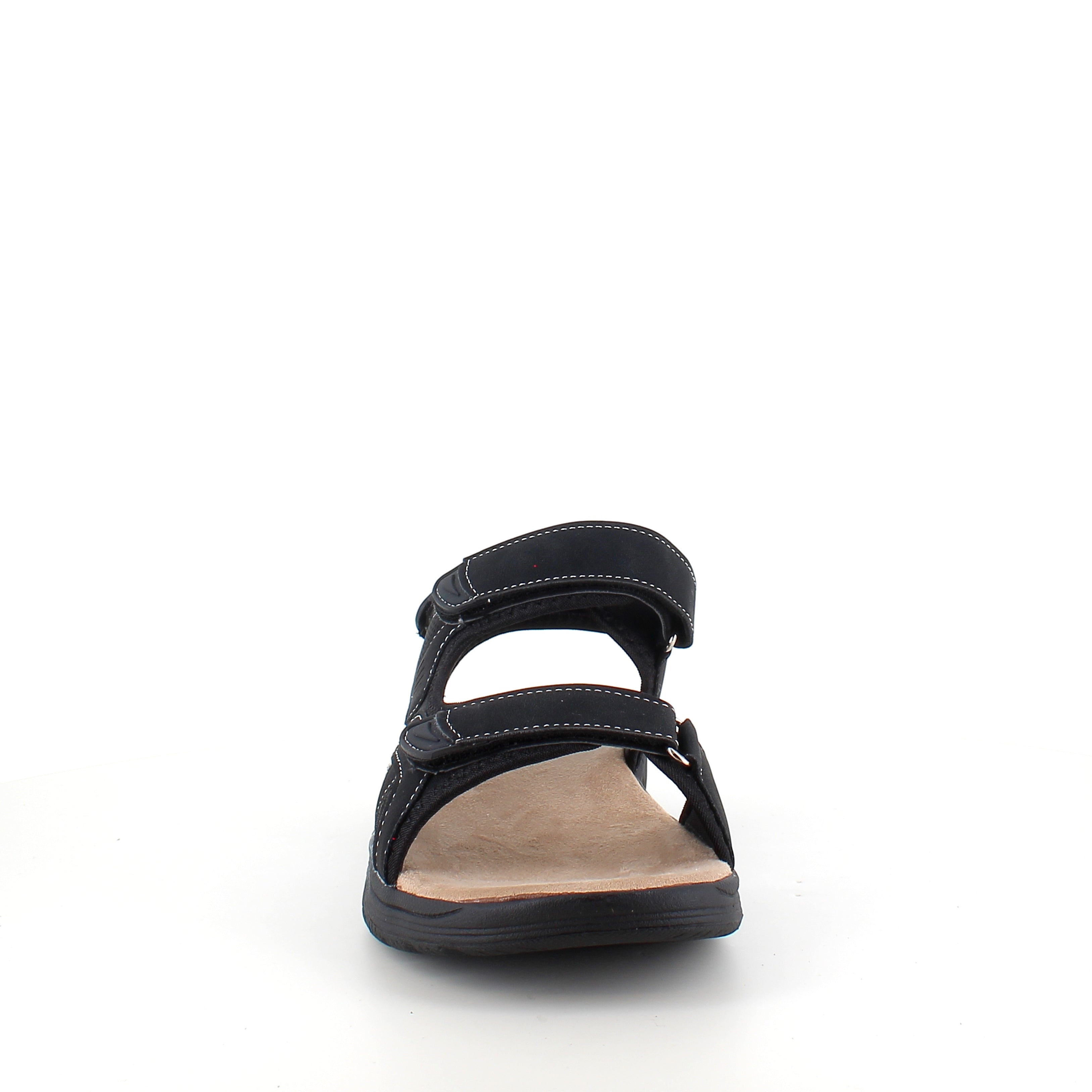 Herrsandal med 3 kardborreband – svart sandal med god bredd