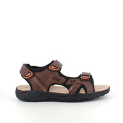 Herrsandal med 3 kardborreremmar – brun sandal med god bredd