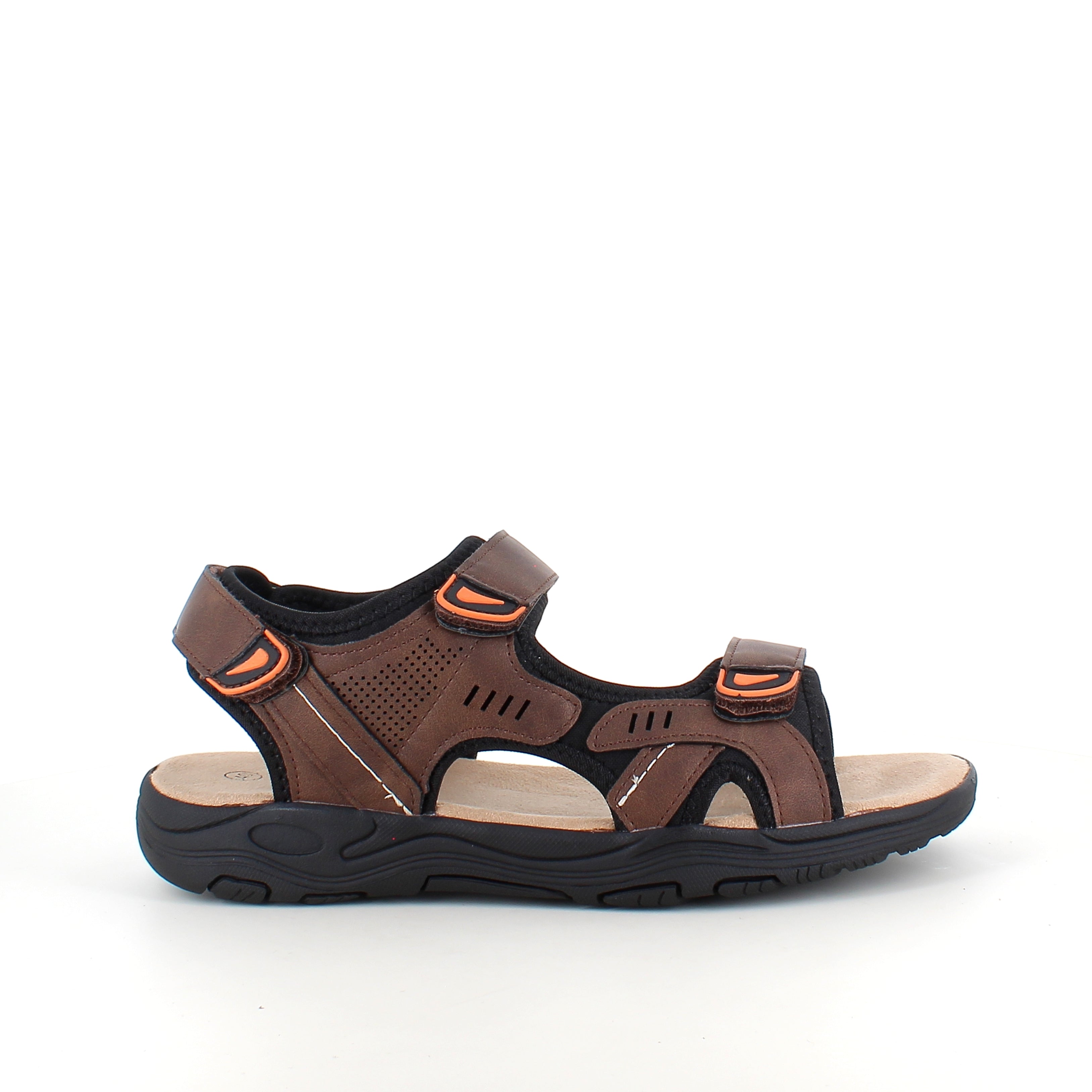 Herrsandal med 3 kardborreremmar – brun sandal med god bredd