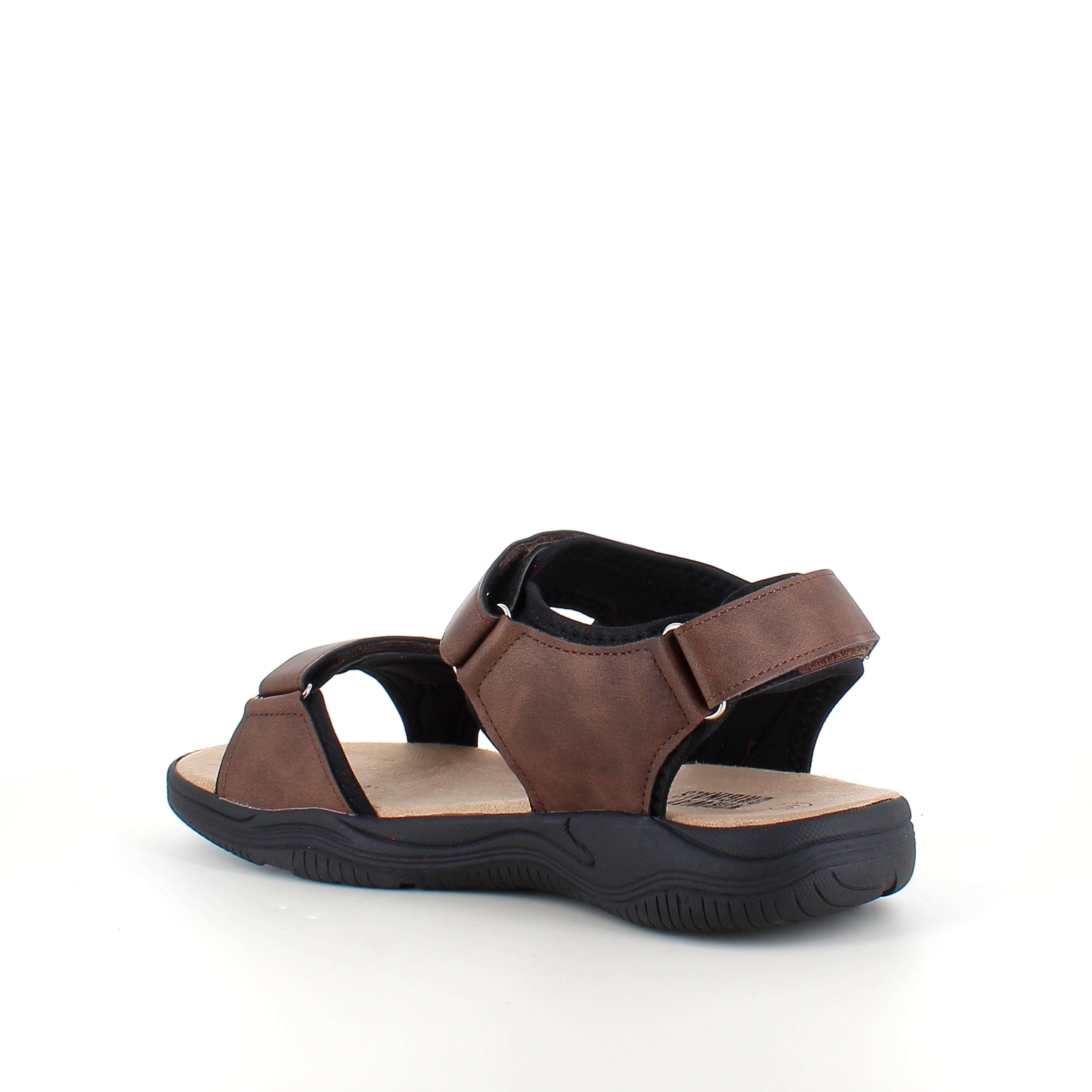 Herrsandal med 3 kardborreremmar – brun sandal med god bredd