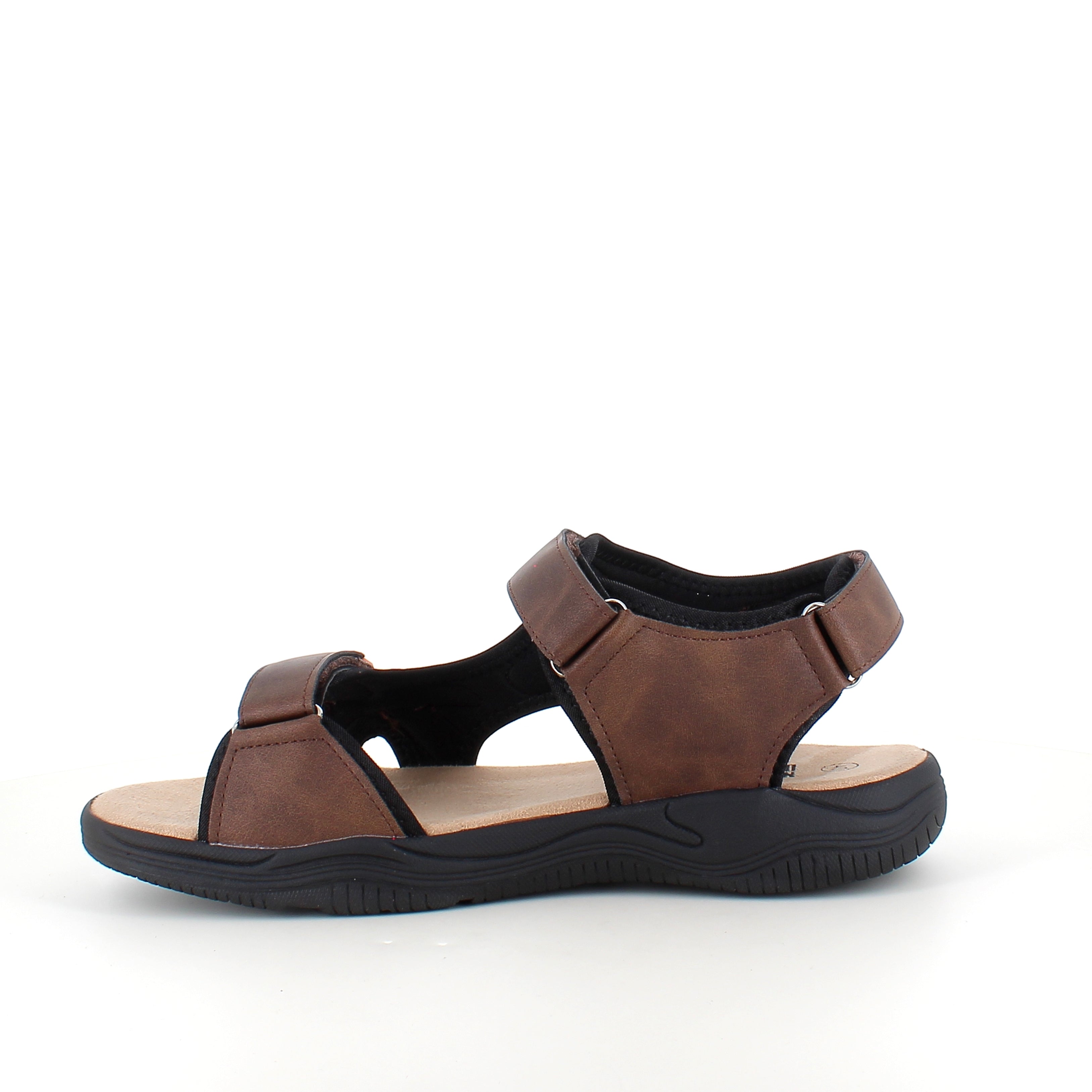 Herrsandal med 3 kardborreremmar – brun sandal med god bredd