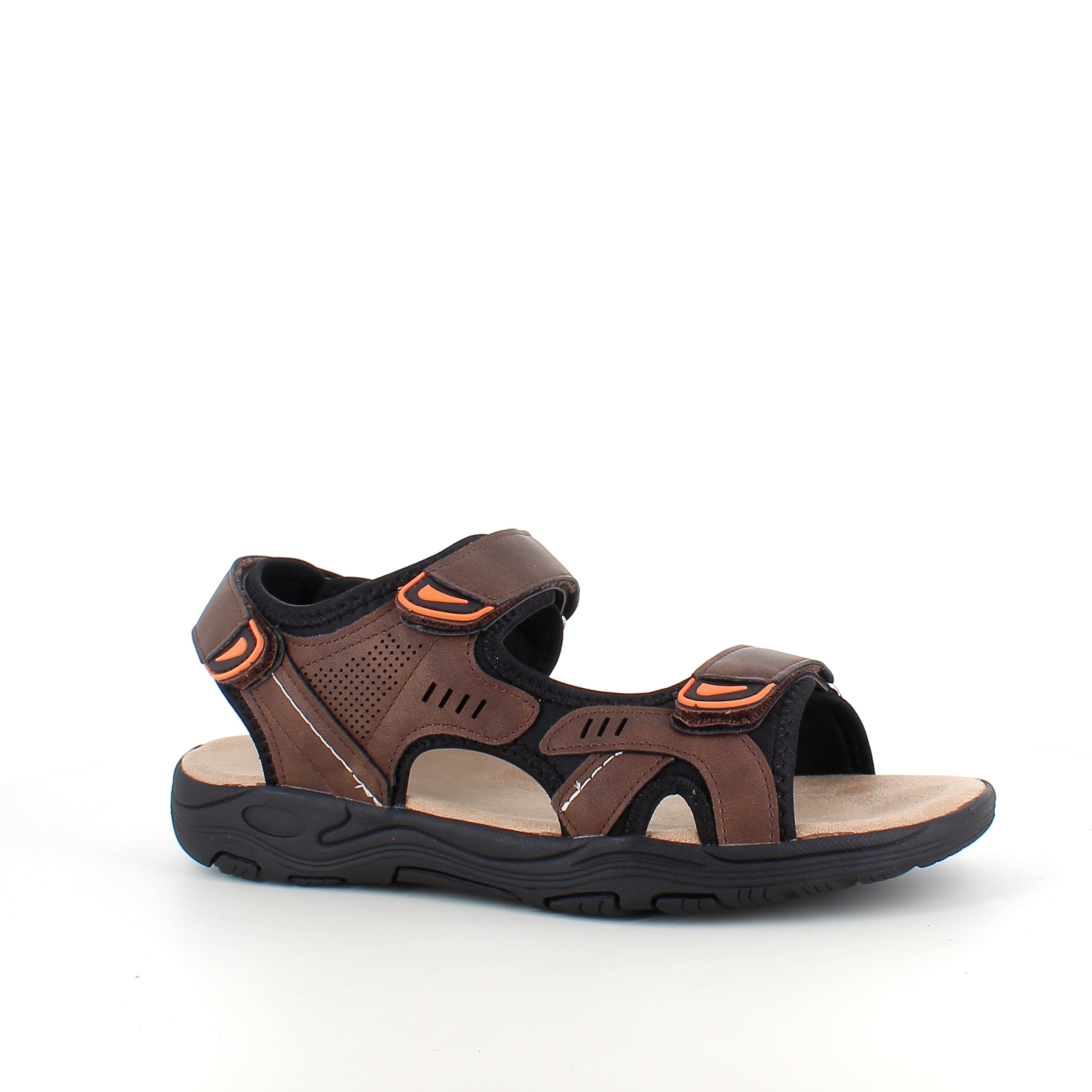 Herrsandal med 3 kardborreremmar – brun sandal med god bredd