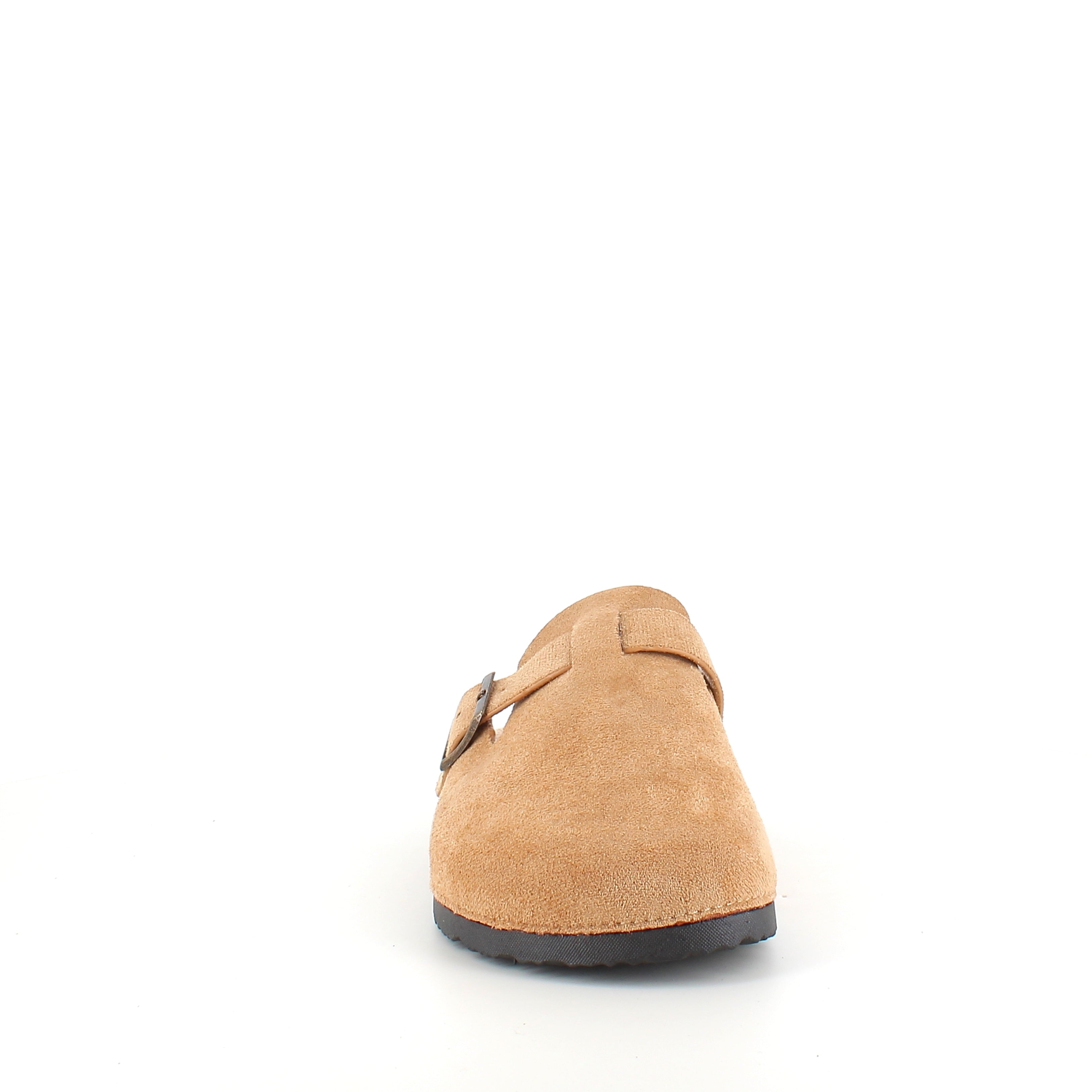 Ljusbrun slip-on sandal i textil – lätt & naturlig modell