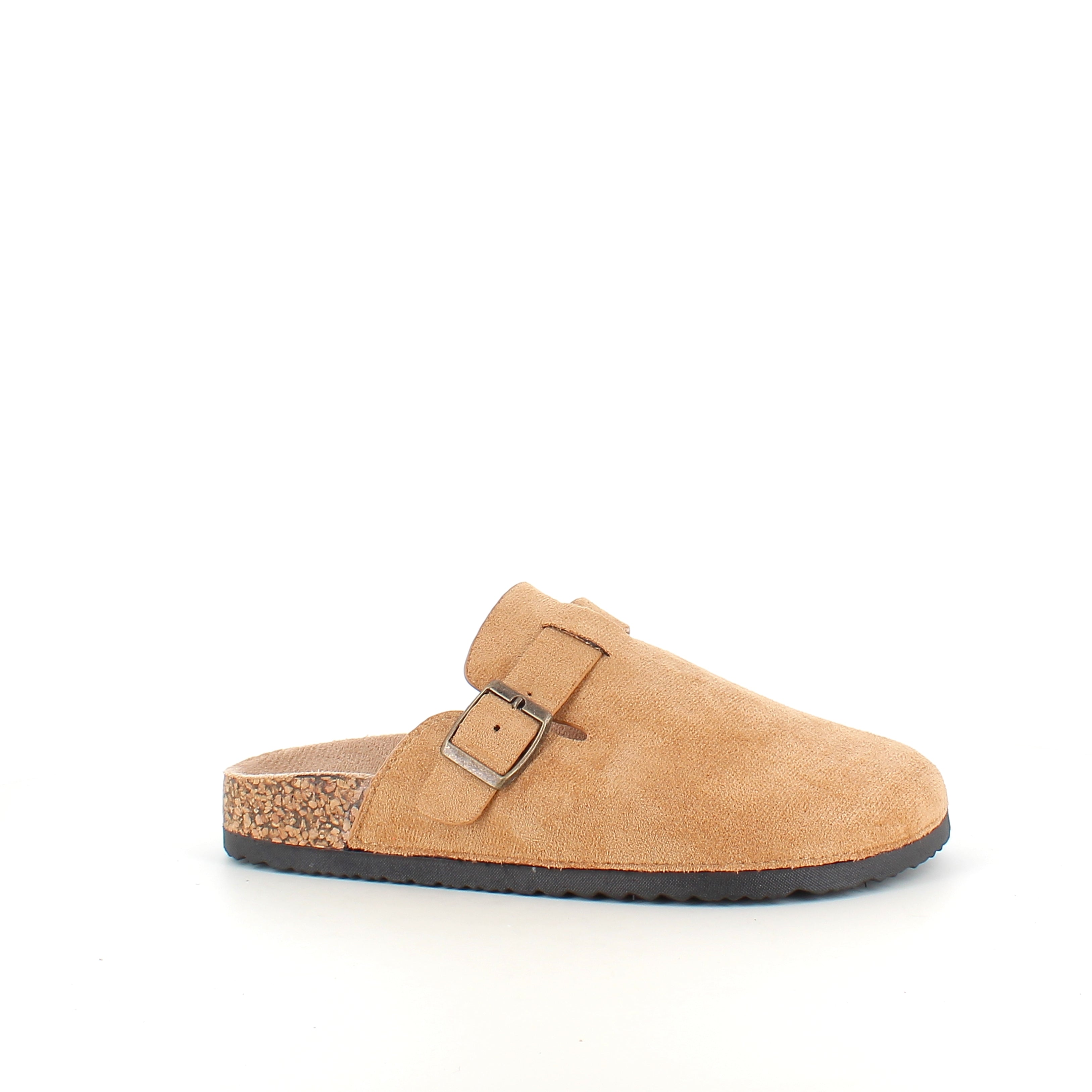 Ljusbrun slip-on sandal i textil – lätt & naturlig modell