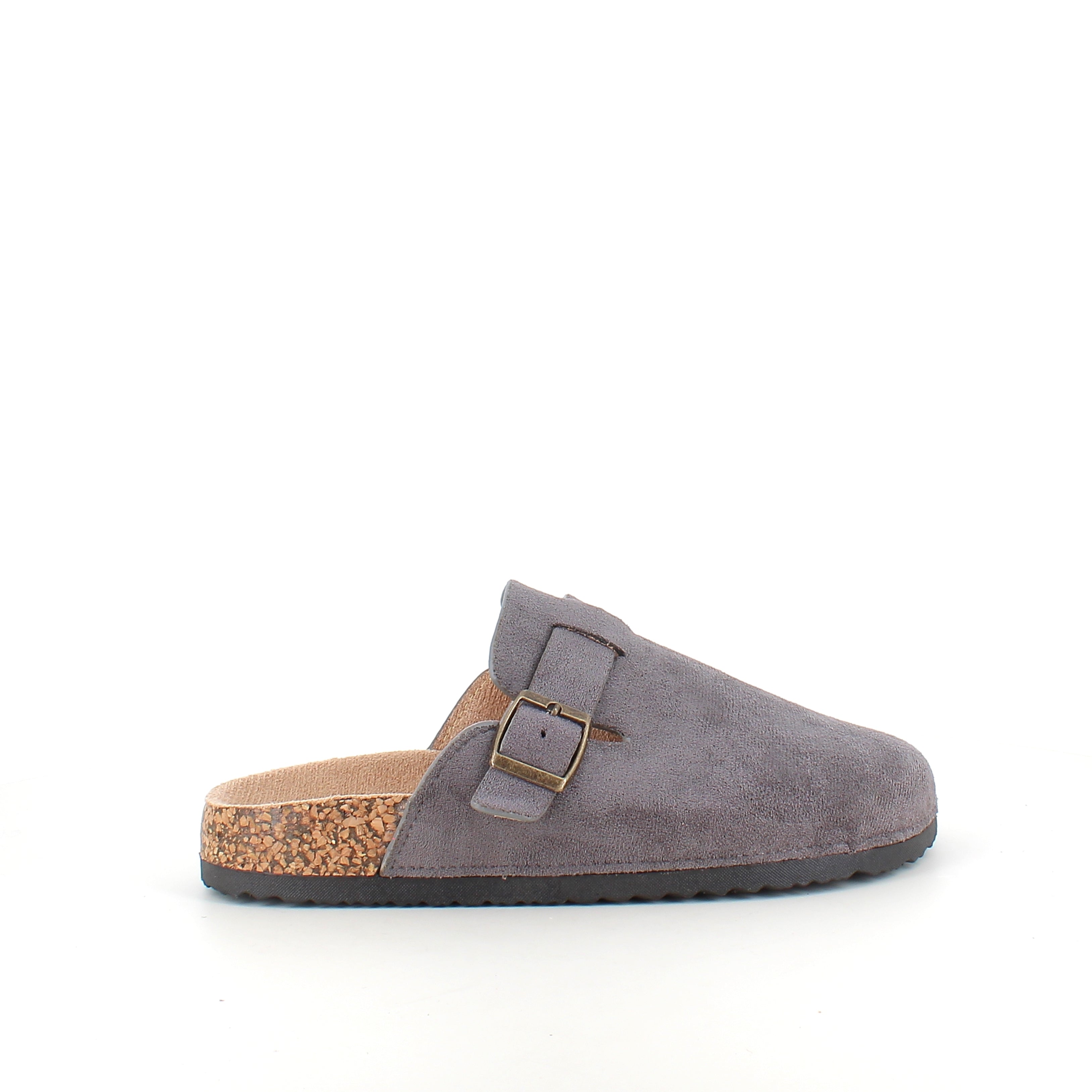 Grå slip-on sandal i textil – enkel och stilren modell