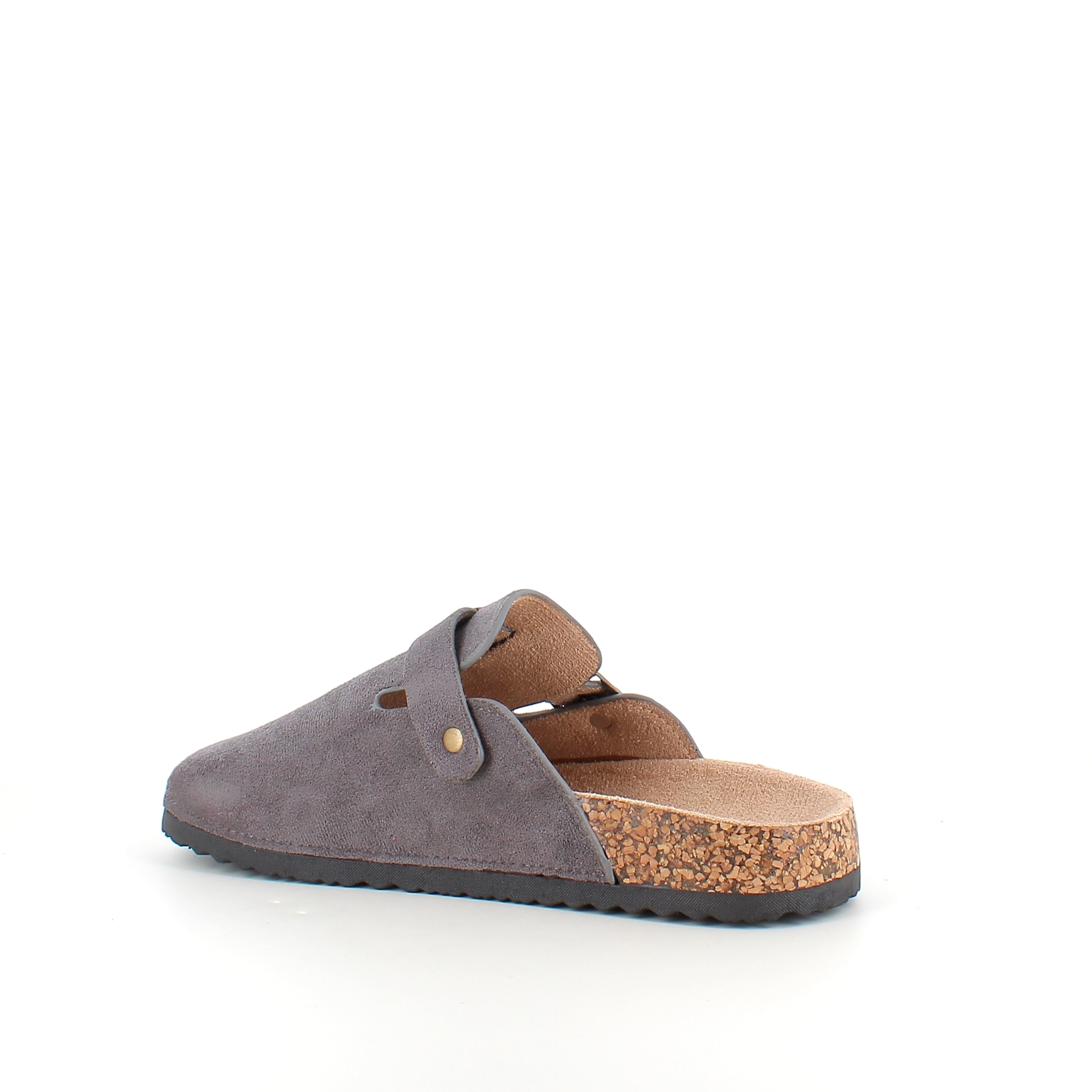 Grå slip-on sandal i textil – enkel och stilren modell
