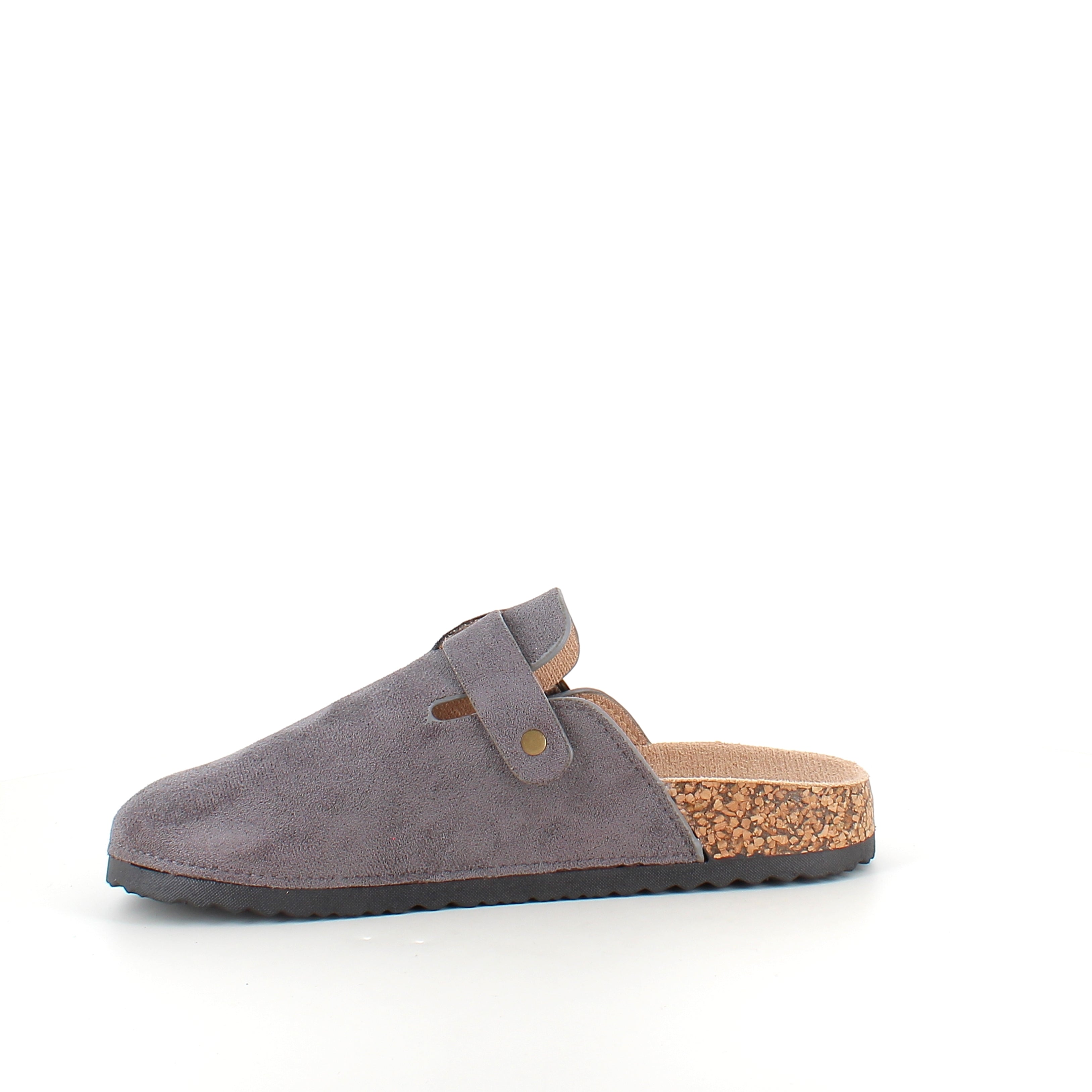 Grå slip-on sandal i textil – enkel och stilren modell