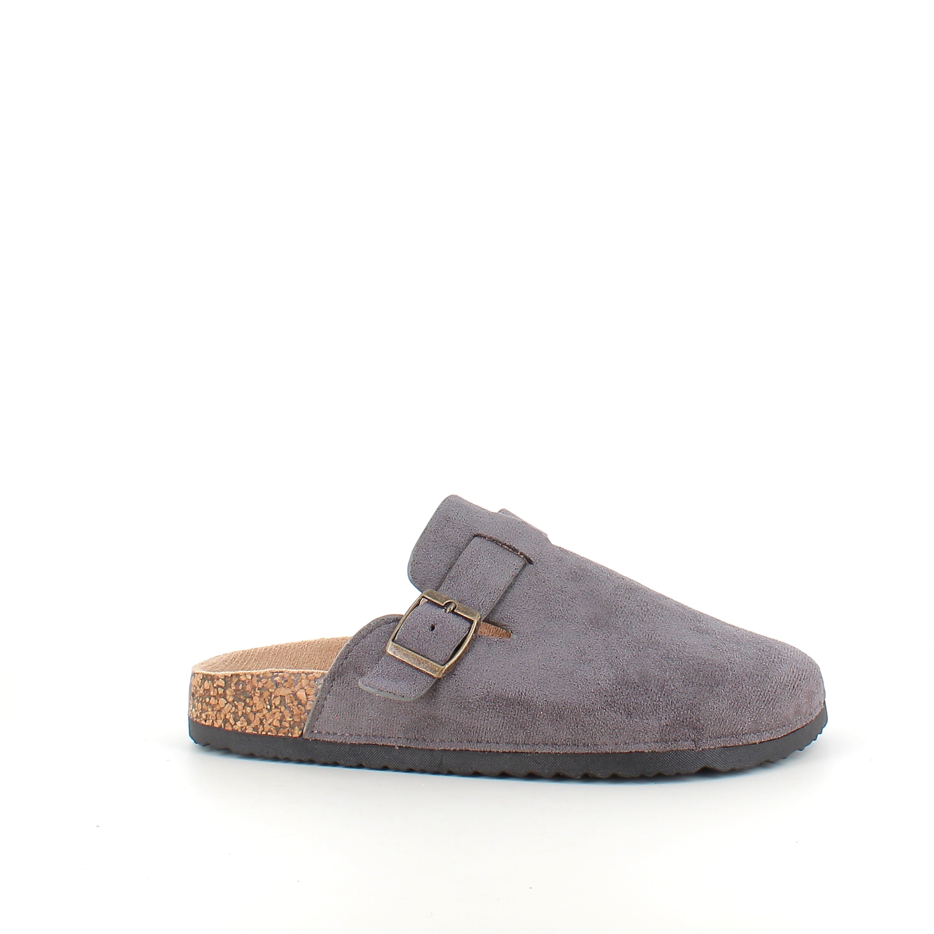 Grå slip-on sandal i textil – enkel och stilren modell