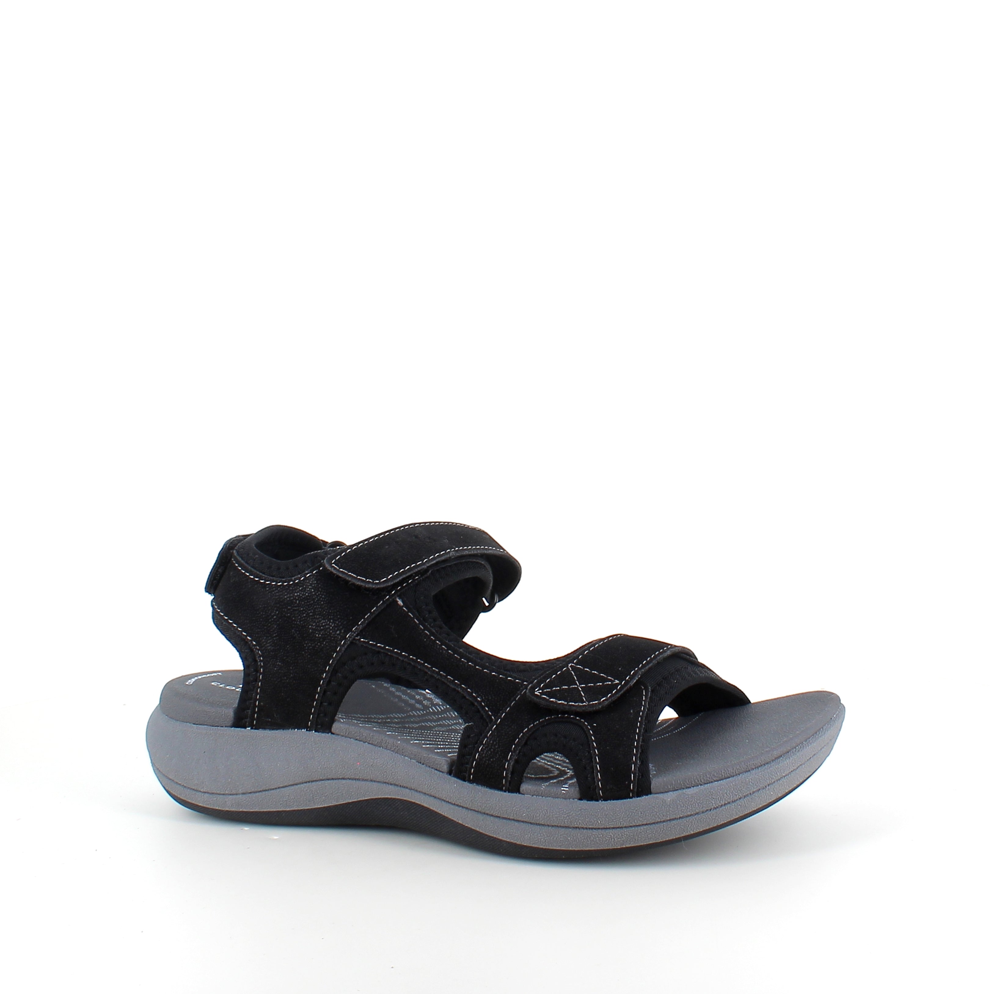Clarks Cloudsteppers sandal i svart – mjuk komfort & stötdämpning hela dagen