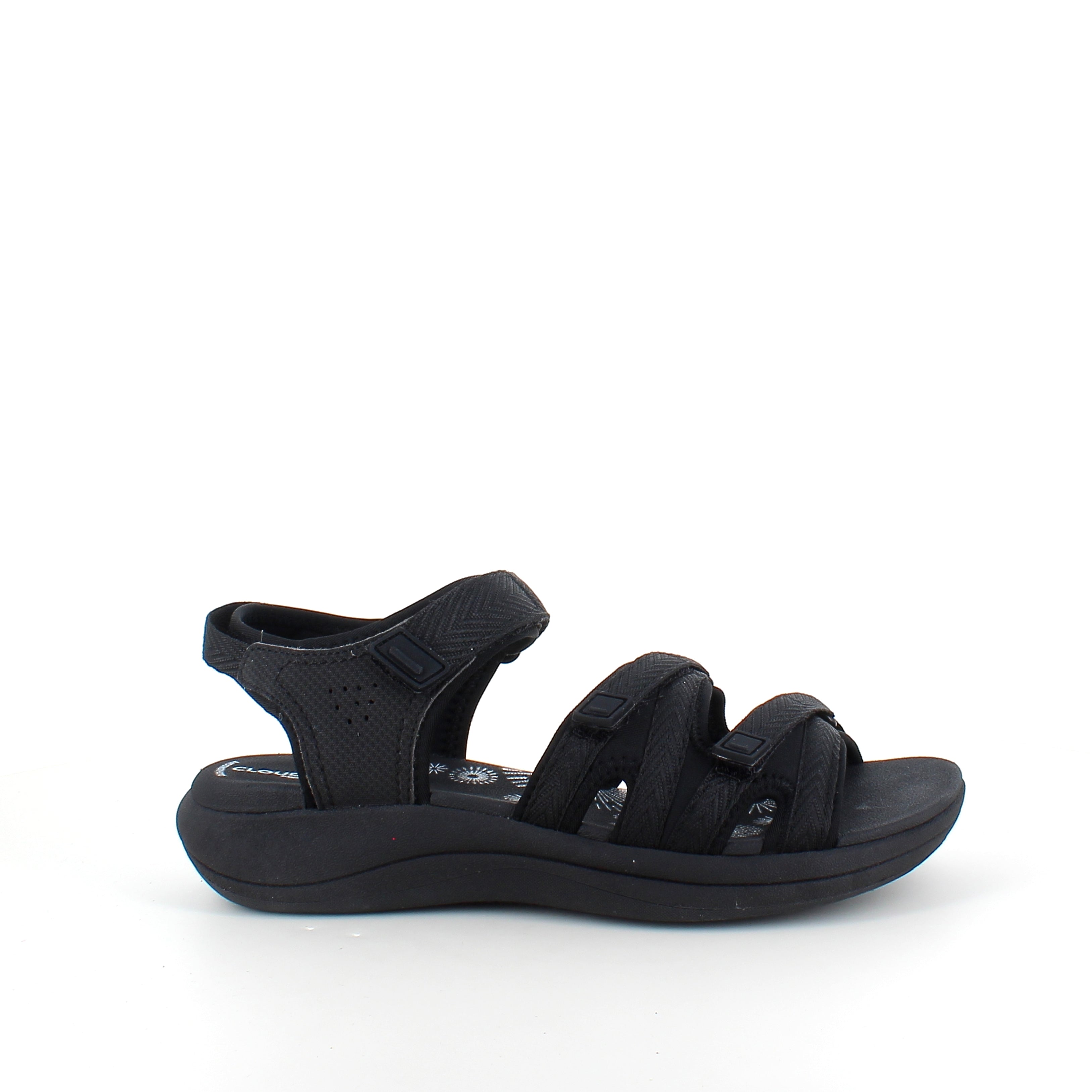 Clarks Cloudsteppers sandal i svart – lätt och stötabsorberande komfort för långa dagar