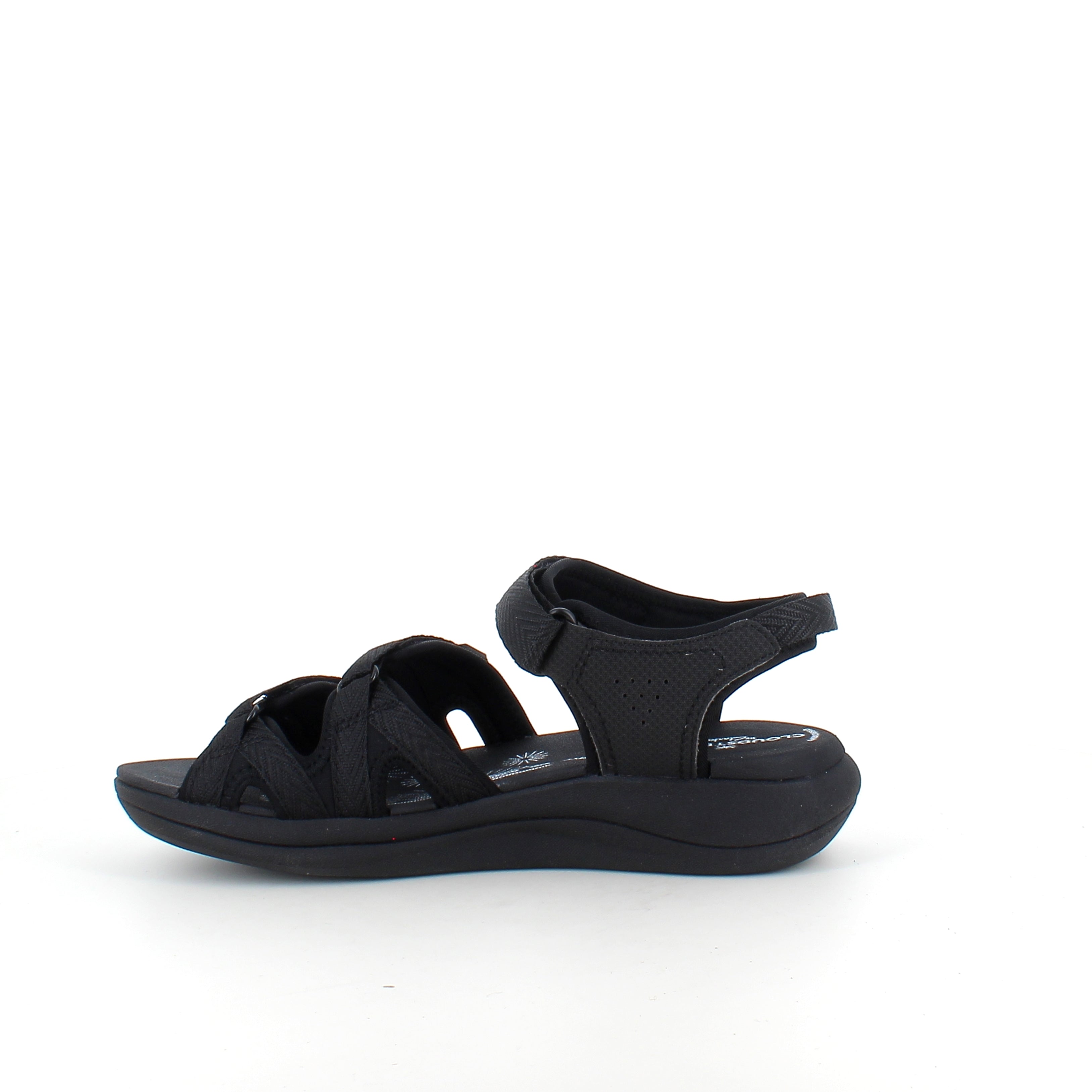 Clarks Cloudsteppers sandal i svart – lätt och stötabsorberande komfort för långa dagar