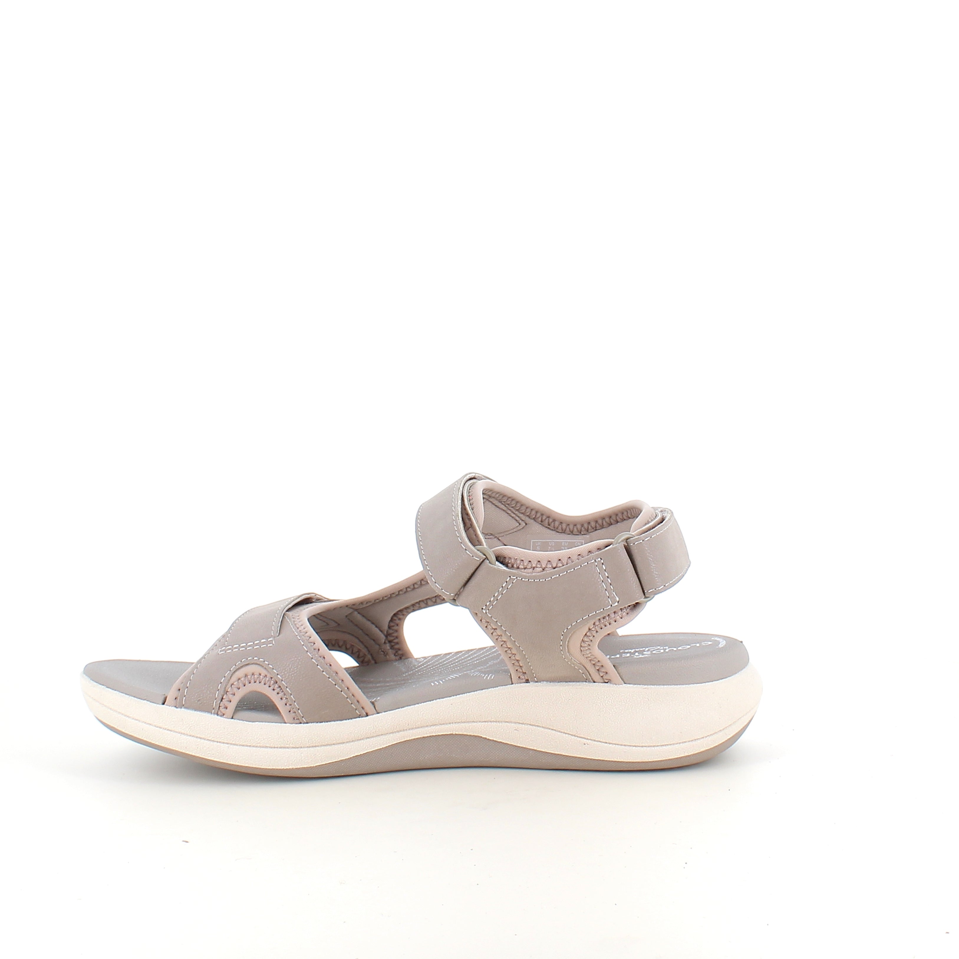 Clarks Cloudsteppers sandal i grå – lätt & stödjande komfort för vardagen