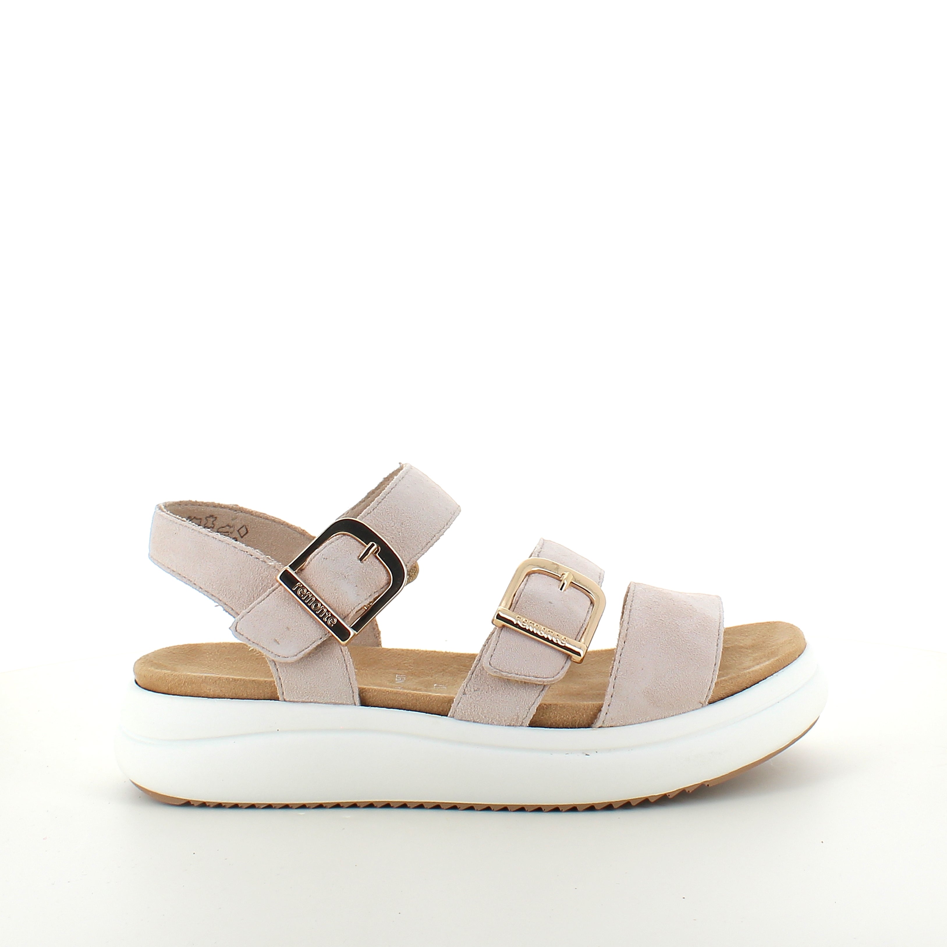 Remonte sandal i beige med vit sula – komfort och flexibilitet upp till storlek 45