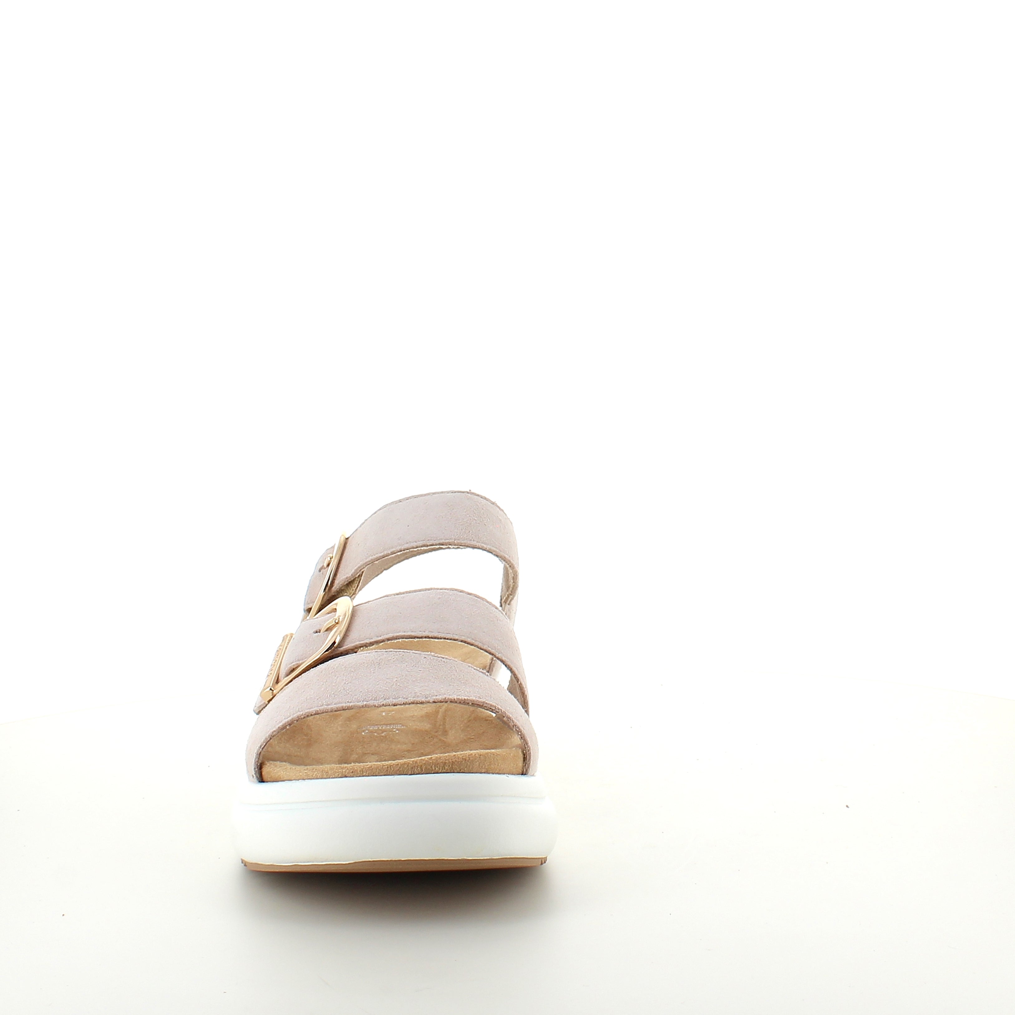 Remonte sandal i beige med vit sula – komfort och flexibilitet upp till storlek 45
