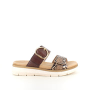 Slip-on-sandal i brun med ormskinnsmönster – lätt komfort & uttagbar innersula upp till storlek 45