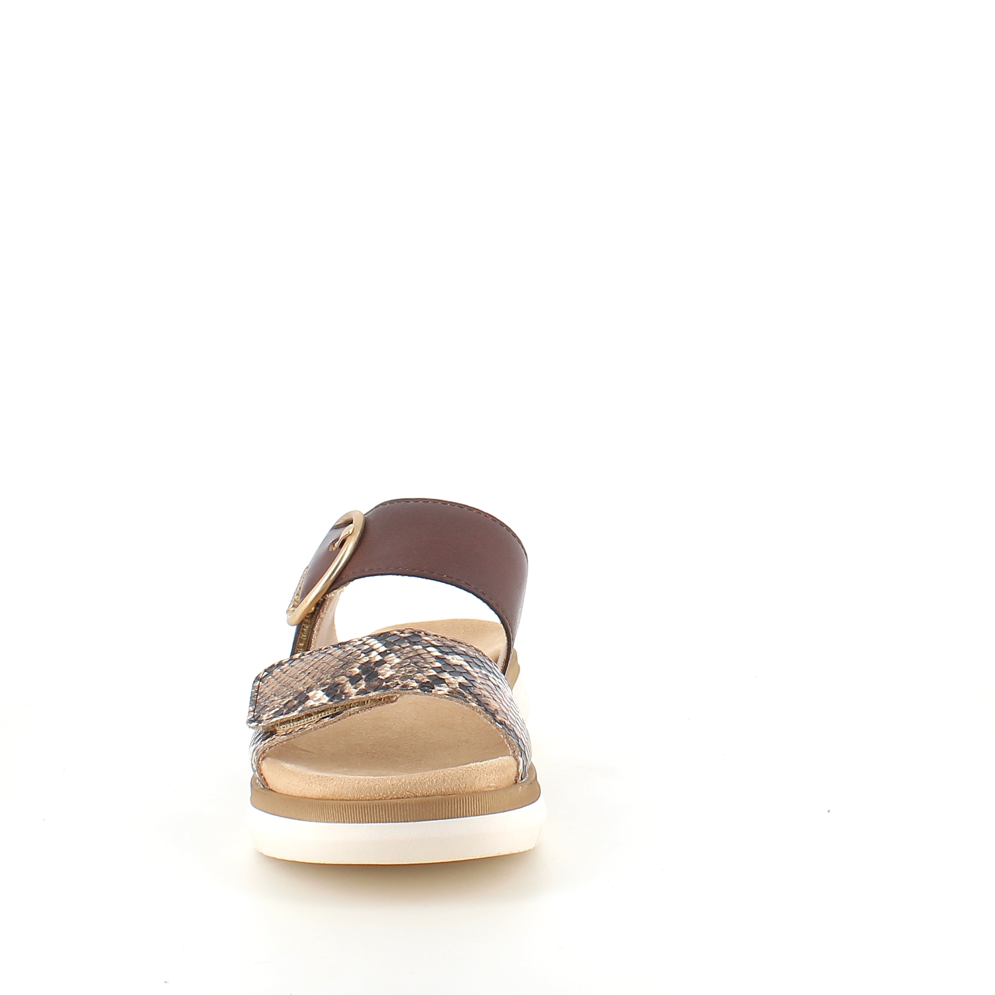 Slip-on-sandal i brun med ormskinnsmönster – lätt komfort & uttagbar innersula upp till storlek 45