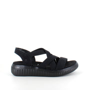 Remonte-sandal i svart för dam – bred passform, elastiska remmar & fast hälrem