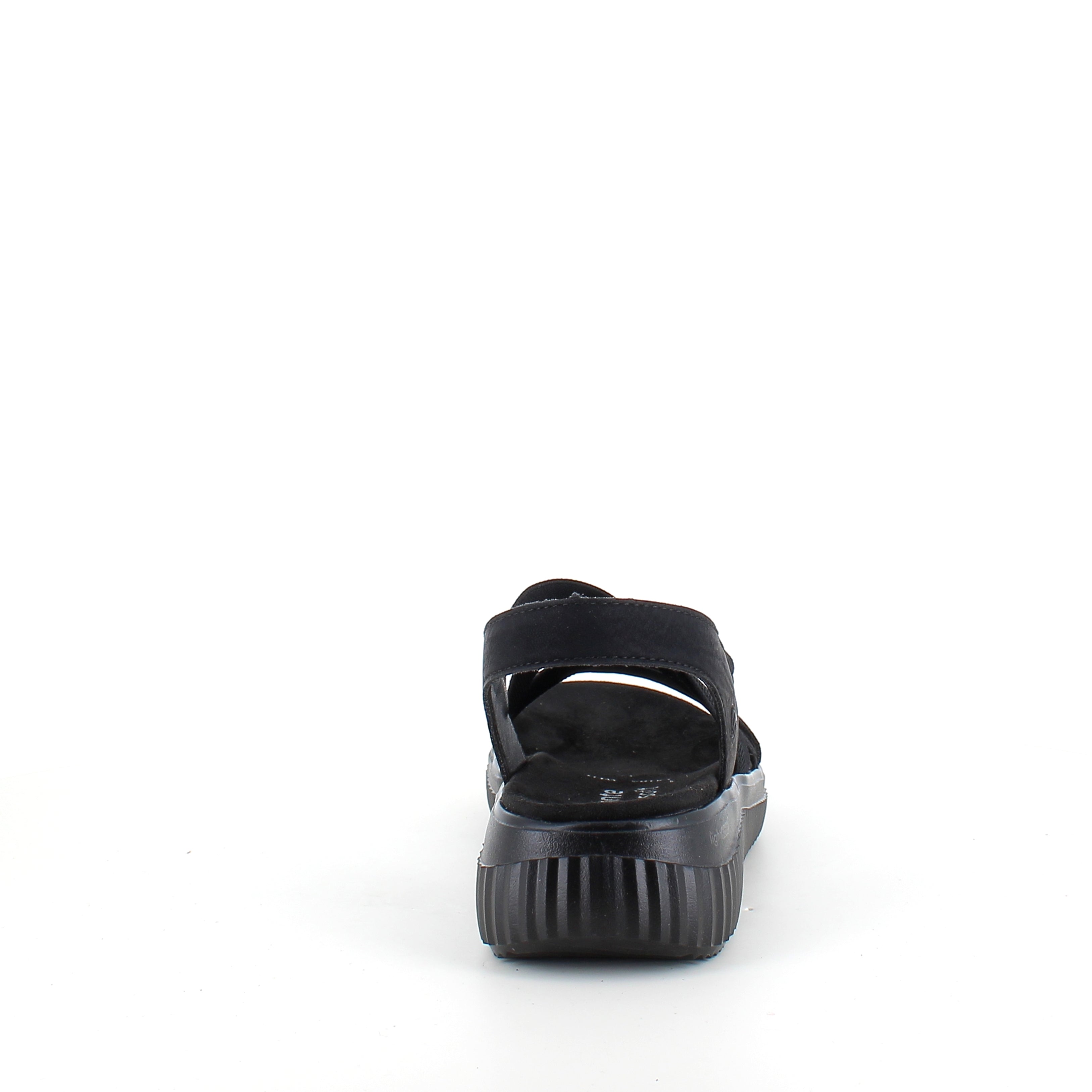 Remonte-sandal i svart för dam – bred passform, elastiska remmar & fast hälrem
