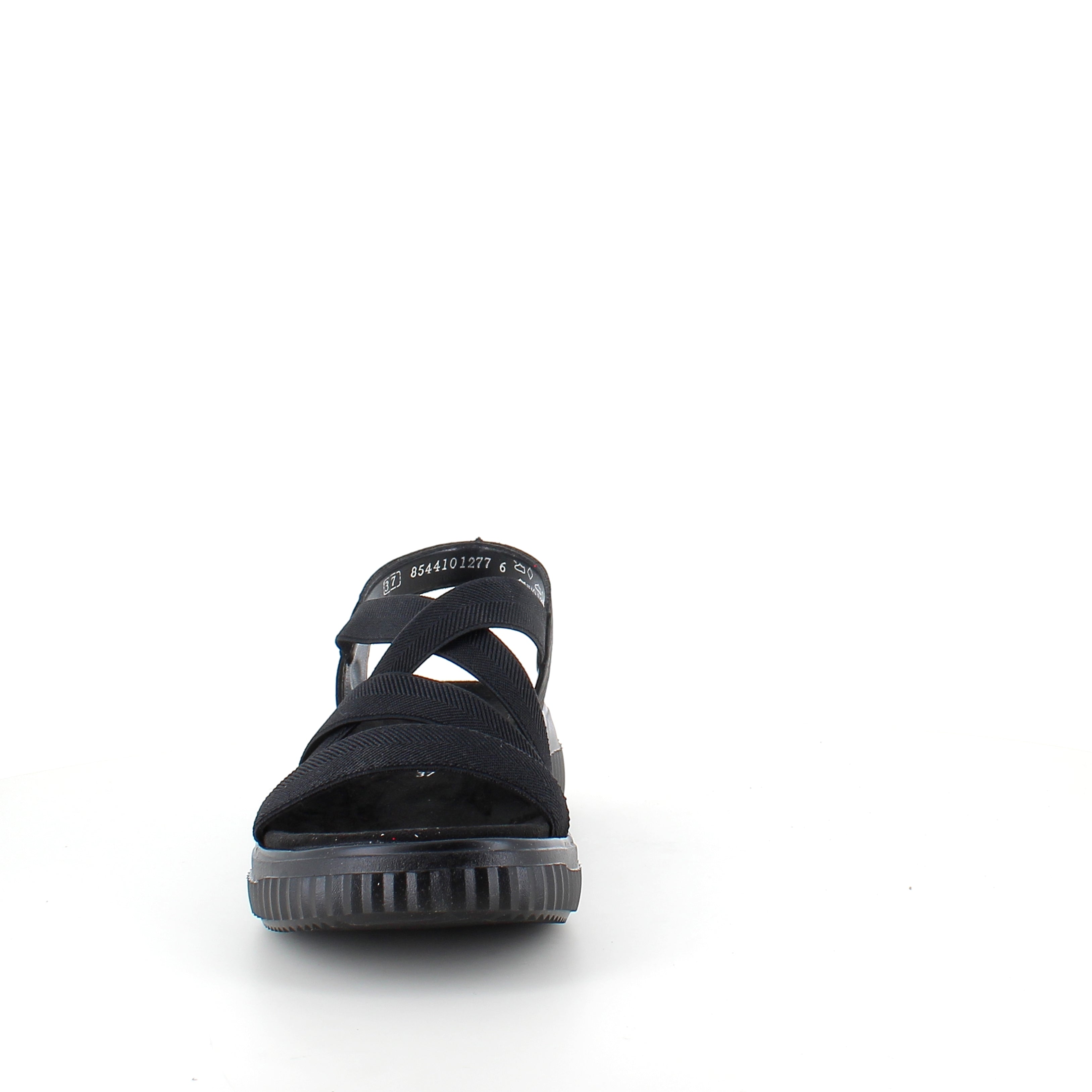 Remonte-sandal i svart för dam – bred passform, elastiska remmar & fast hälrem