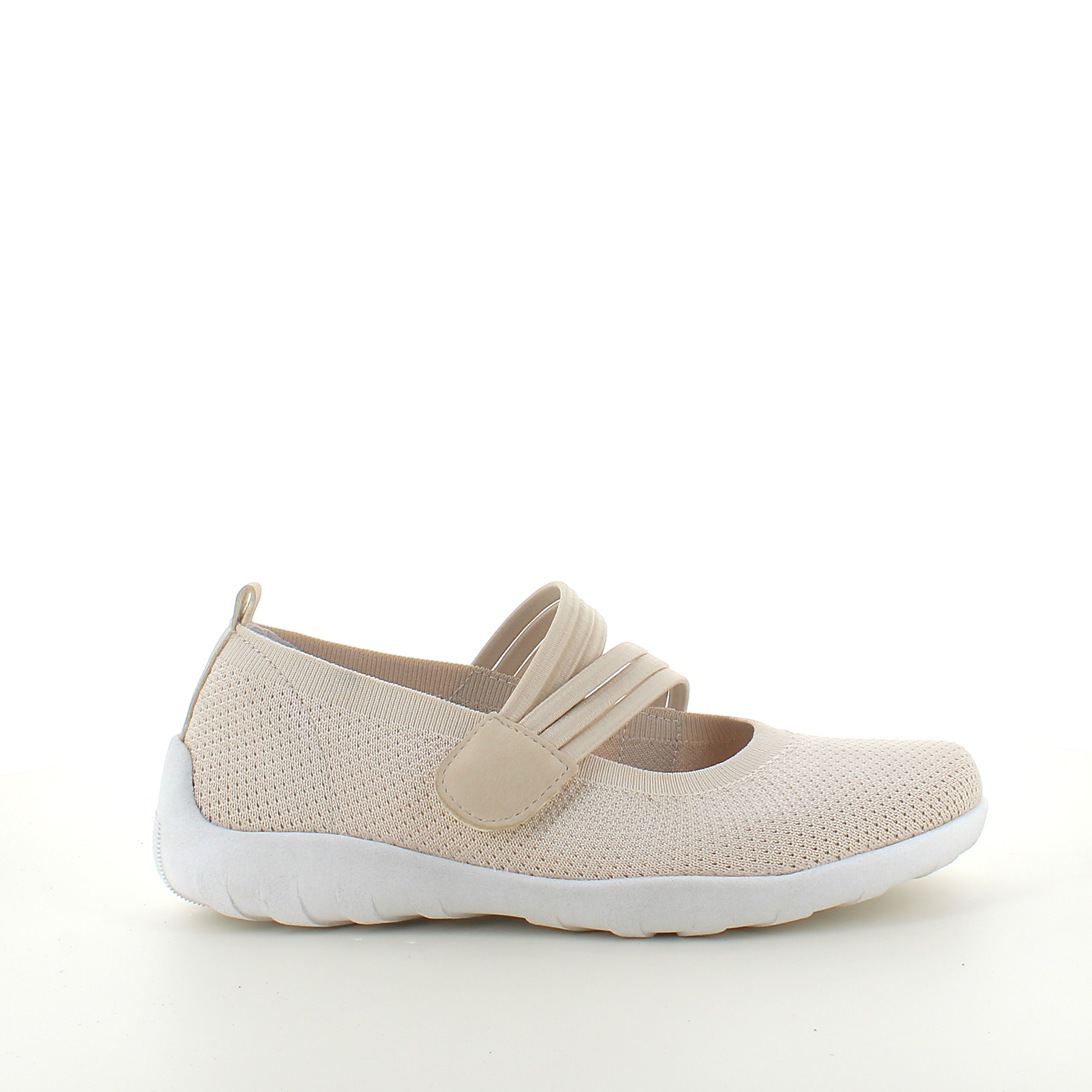 Beige Remonte ballerina med velcrorem – lätt och stötdämpande upp till storlek 45